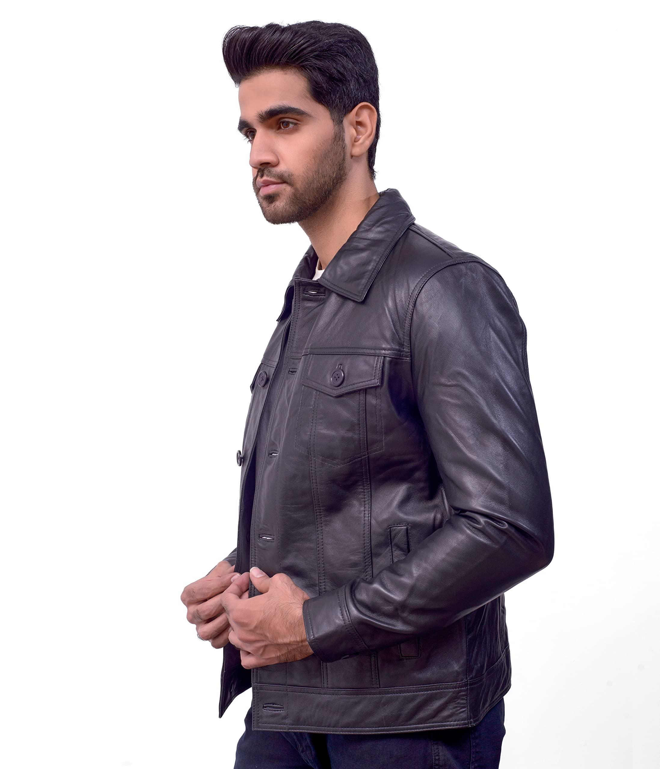 Men's Black Leather Jacket - Stylish Outerwear for Casual & Motorcycle Riding | Premium Faux Leather Biker Jacket for Men's Fashion & Winter Wear