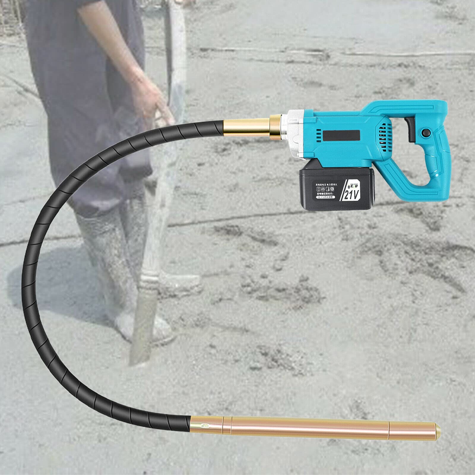 DNYSYSJ 5000RPM Cordless Electric Concrete Vibrator - Handheld Cement Bubble Remover with 2 Batteries & Charger - Perfect for Concrete Construction, Foundation Work, and DIY Cement Projects