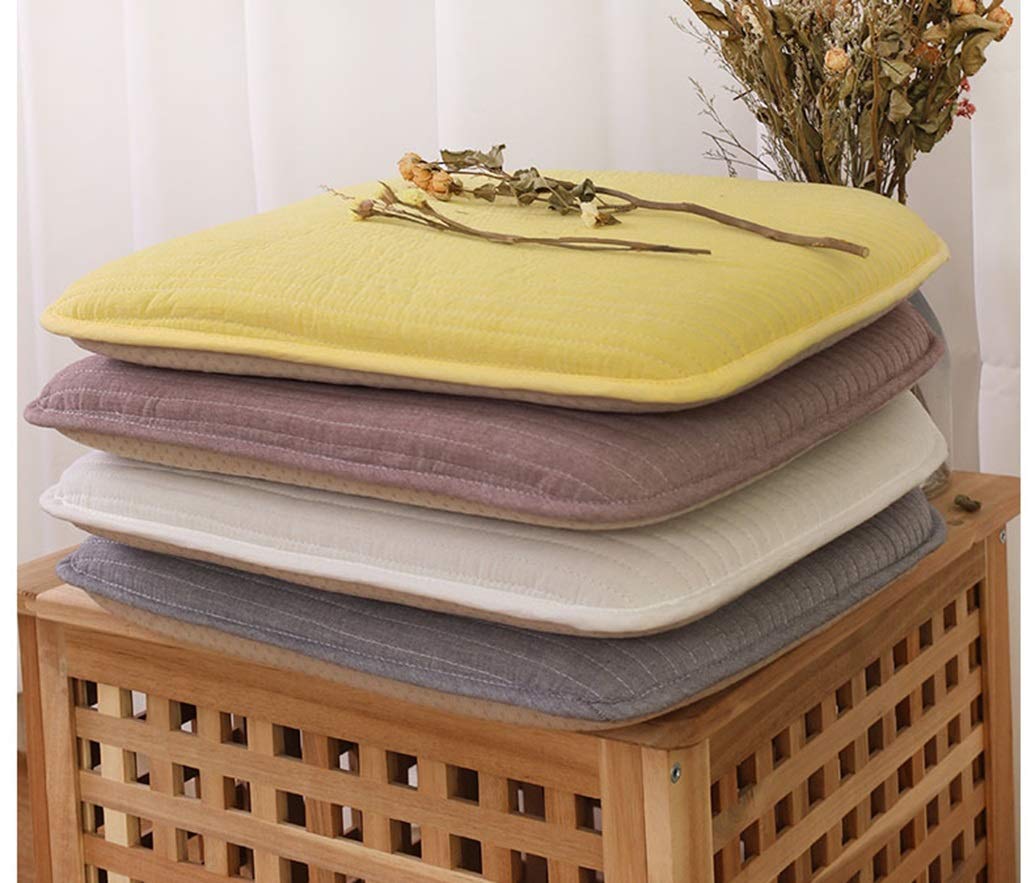 2 Pack Non-Slip Chair Cushions with Ties - Comfortable Indoor Outdoor Seat Pads for Dining Chairs, Home, Room & Patio Furniture (Yellow) - Perfect for Kitchen, Office, Garden & Outdoor Relaxation