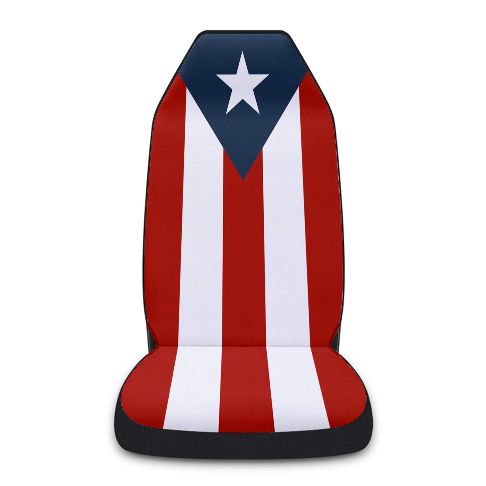 Universal Car Seat Protector Cover Set of 2 - Puerto Rico Flag Design, Elastic & Removable Front Seat Covers for Cars, Trucks & SUVs | Perfect for Road Trips, Daily Commutes & Protecting Leather Seats