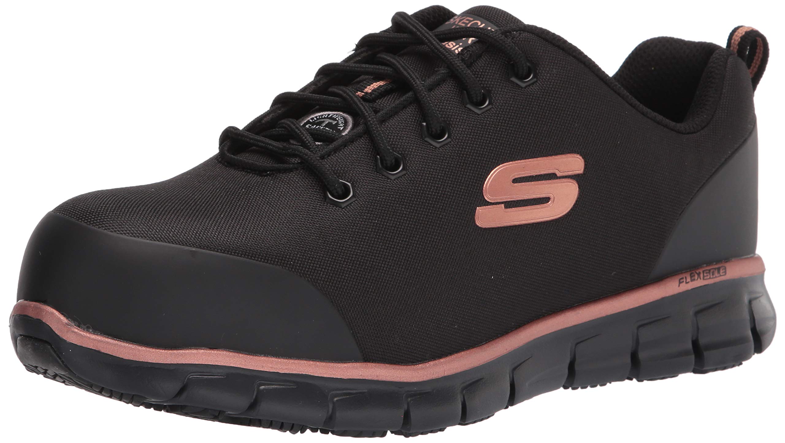 Skechers Women's Lace-Up Steel Toe Work Shoes - Non-Slip Safety Shoes for Women, Comfortable Industrial & Construction Shoes for Warehouse, Factory & Outdoor Work