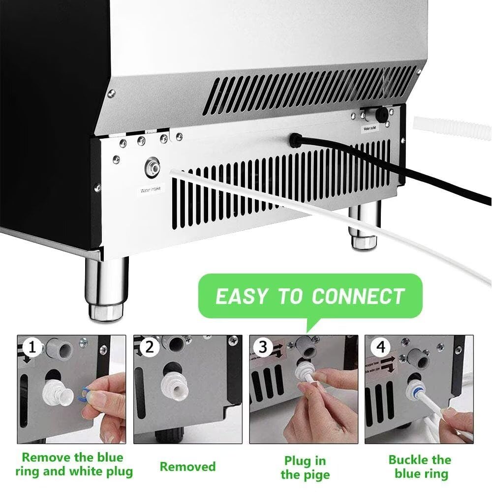 Kismile Commercial Ice Maker Machine - 265lbs/24h Freestanding Square Ice Cube Maker with 55lbs Storage Bin, Heavy Duty Stainless Steel Construction for Home Bar, Coffee Shop, Restaurant & Business Use - Perfect for Cocktails, Iced Coffee & Beverage Service