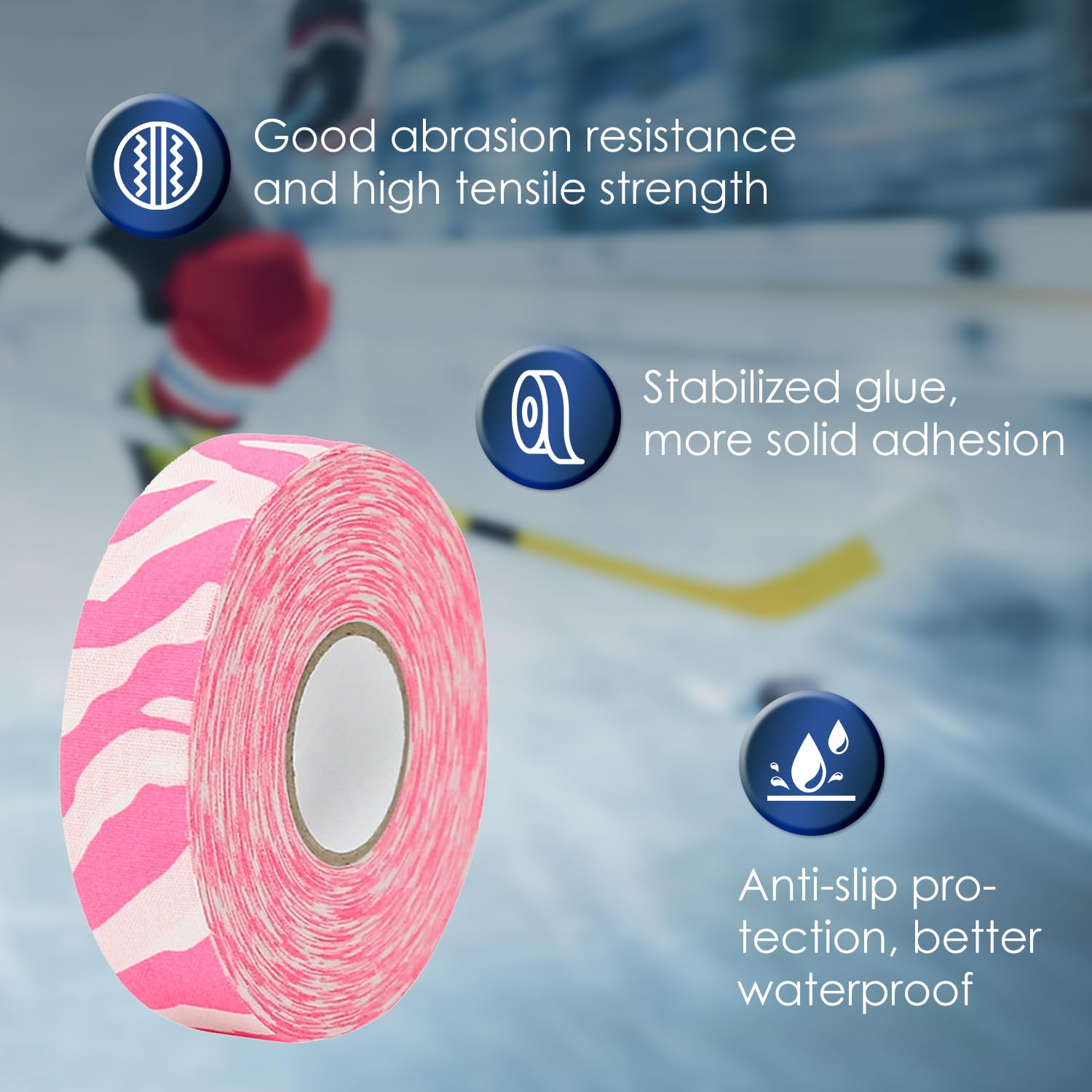 Hockey Tape 2.5cm x 25m - Premium Cloth Protective Tape for Ice & Roller Hockey Sticks, Blades & Handles - Durable Sports Grip for Enhanced Control - Perfect for Game Day & Practice Sessions
