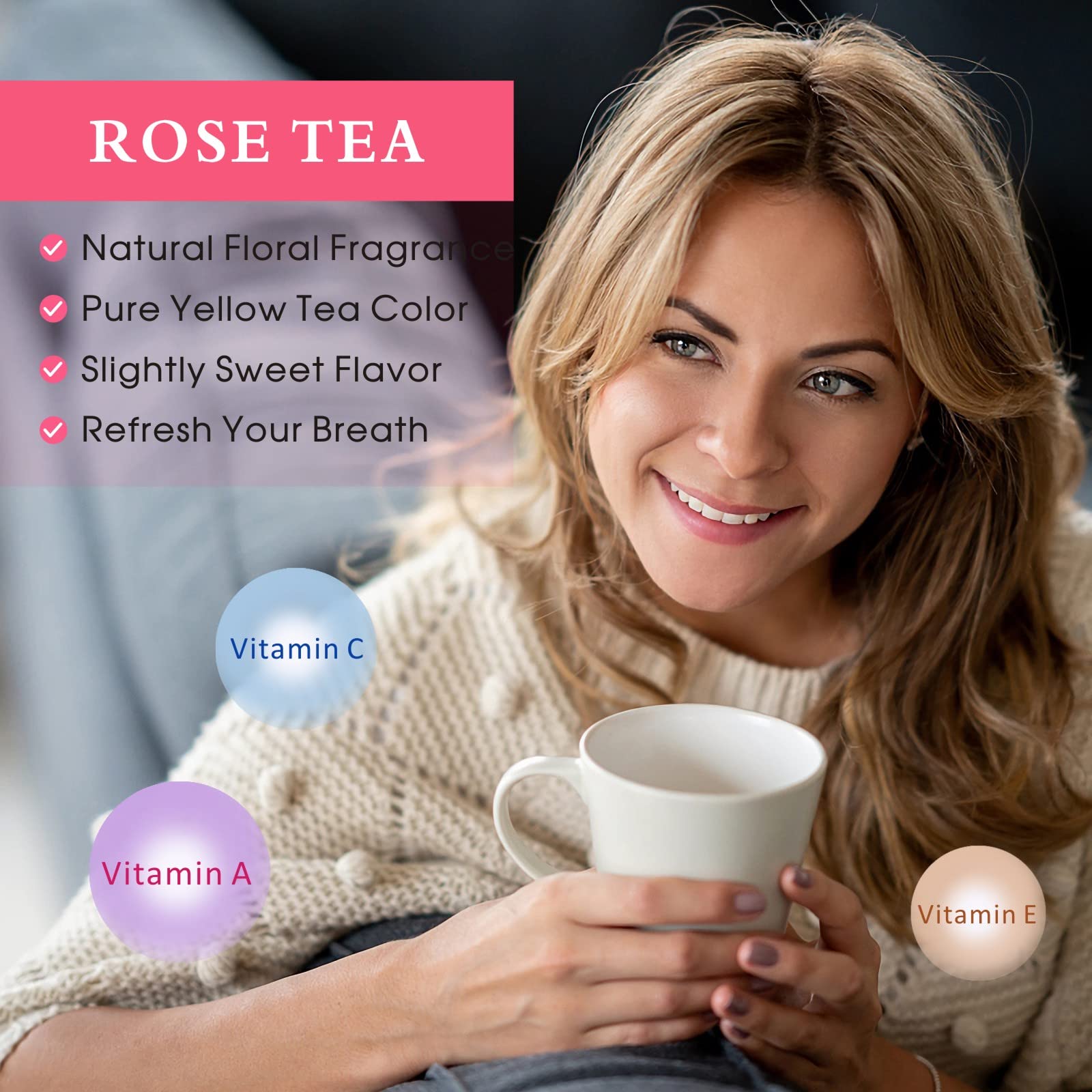 Premium Dried Rose Buds Tea - 100% Natural Edible Whole Rose Flowers, Loose Leaf Herbal Tea for Relaxation & Wellness - Fragrant Floral Beverage for Tea Lovers - Perfect for Easter Gifts, DIY Tea Blends & Aromatherapy - 2.8 oz
