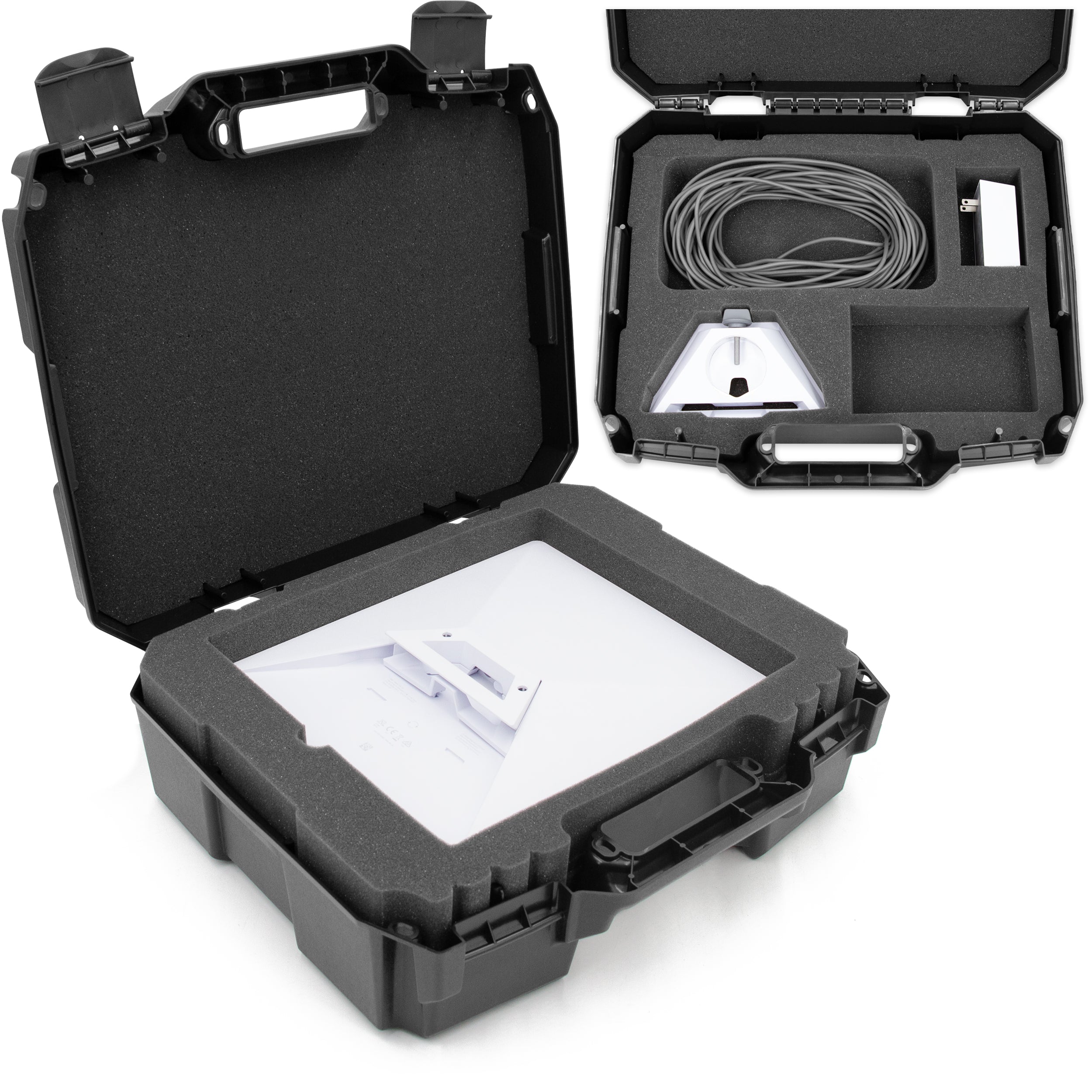 CASEMATIX Hard Shell Travel Case for Starlink Mini Dish Satellite Router & Accessories - Customizable Dual Layer Foam Protection - Perfect for Camping, RV Trips & Outdoor Adventures