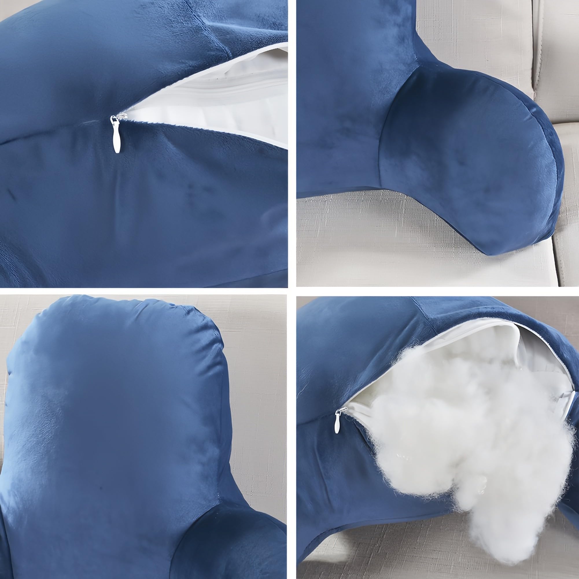 EZOPII Plush Backrest Pillow for Bed - Lumbar Support Cushion (Blue) - Perfect for Reading & Relaxing in Bed