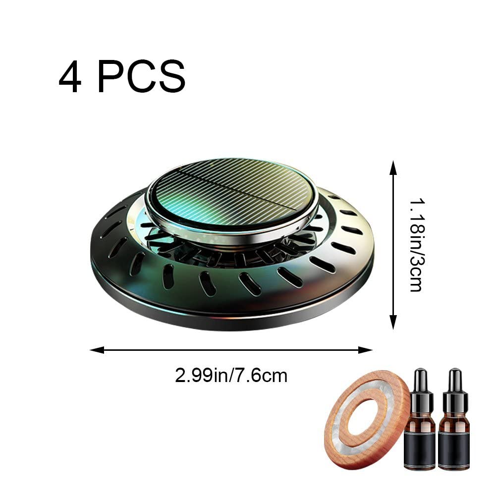 Solar Powered Car Air Freshener with Essential Oil Diffuser - Black Rotating Aroma Diffuser for Car Interior | Perfect for Long Drives, Commuting & Car Odor Elimination