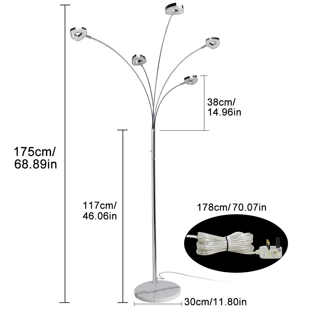 PADMA LED Floor Lamp with Rotatable Head - Dimmable Modern Standing Light with Crystal LED Beads for Eye Protection | 3000K Warm White Lighting for Living Room, Bedroom, Office & Corner | Perfect for Reading, Relaxing & Ambient Lighting