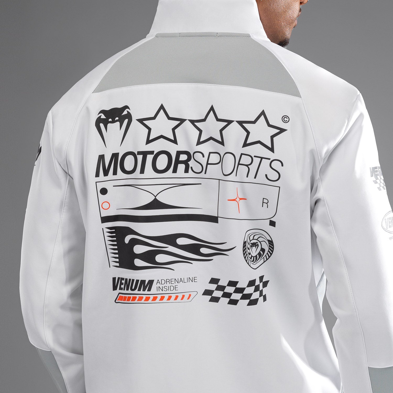 Venum Motorsport Softshell Jacket - Windproof & Water-Resistant Winter Jacket for Men (Snow White) - Perfect for Motorcycle Riding, Outdoor Sports & Cold Weather Activities