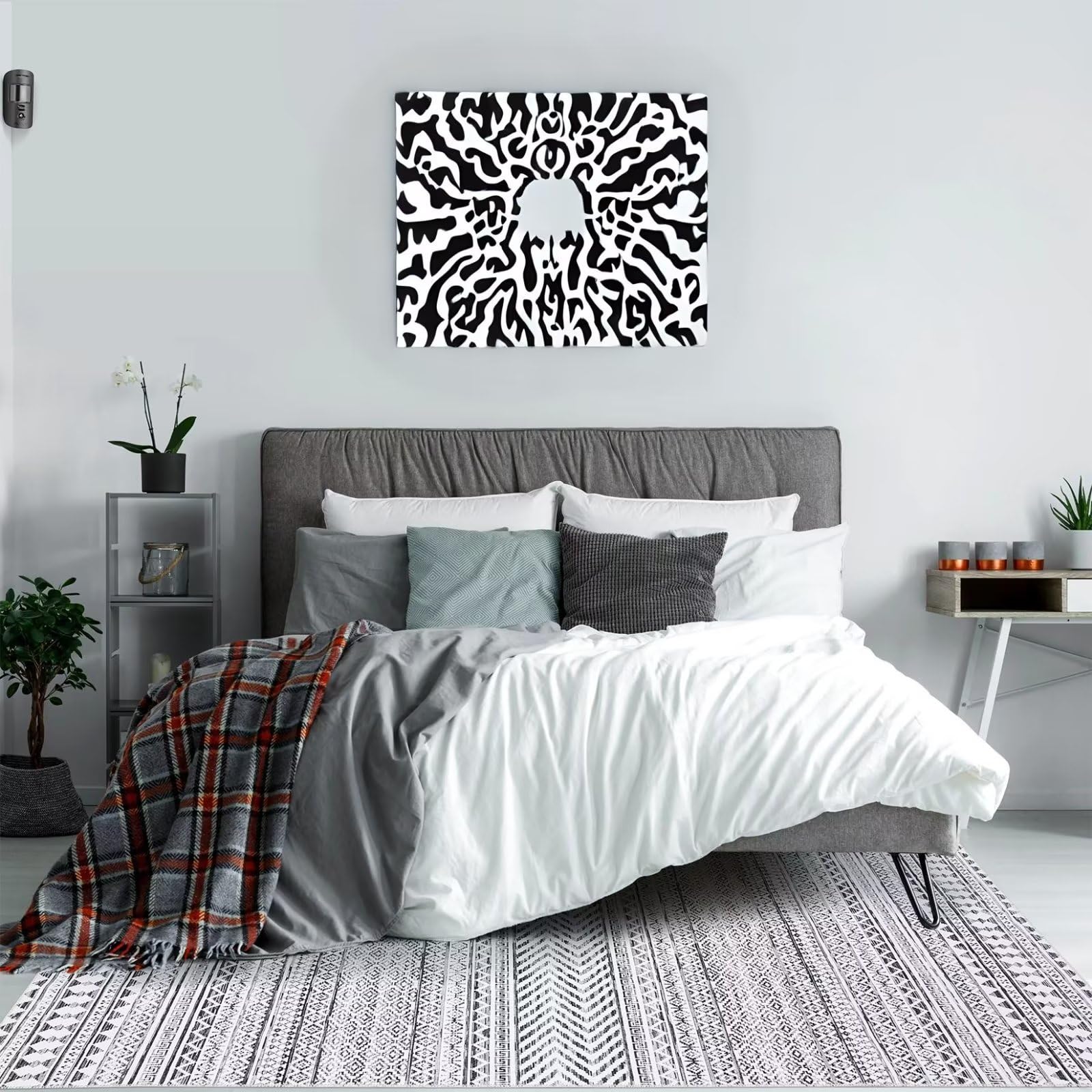 Zacoo Boho Area Rug 8x10 Grey Moroccan Bohemian Large Rug - Machine Washable Non-Slip Geometric Floor Carpet for Living Room, Bedroom, Dining Room & Office - Stain Resistant Indoor Modern Accent Rug for Home Decor