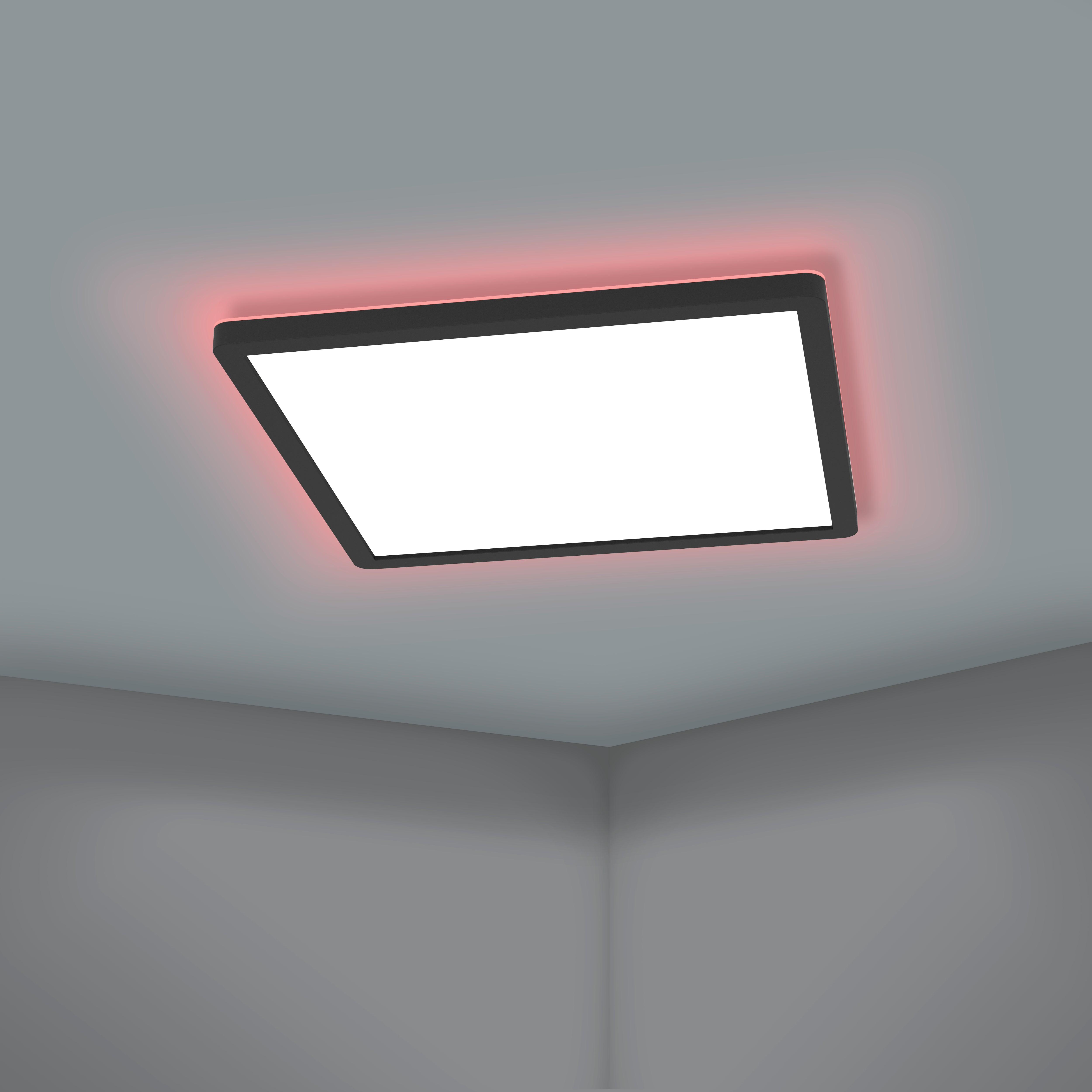 Eglo Connect Rovito Z Smart Black Square LED Ceiling Flush Mount Light 29.5cm - Modern Lighting for Living Room, Bedroom & Kitchen