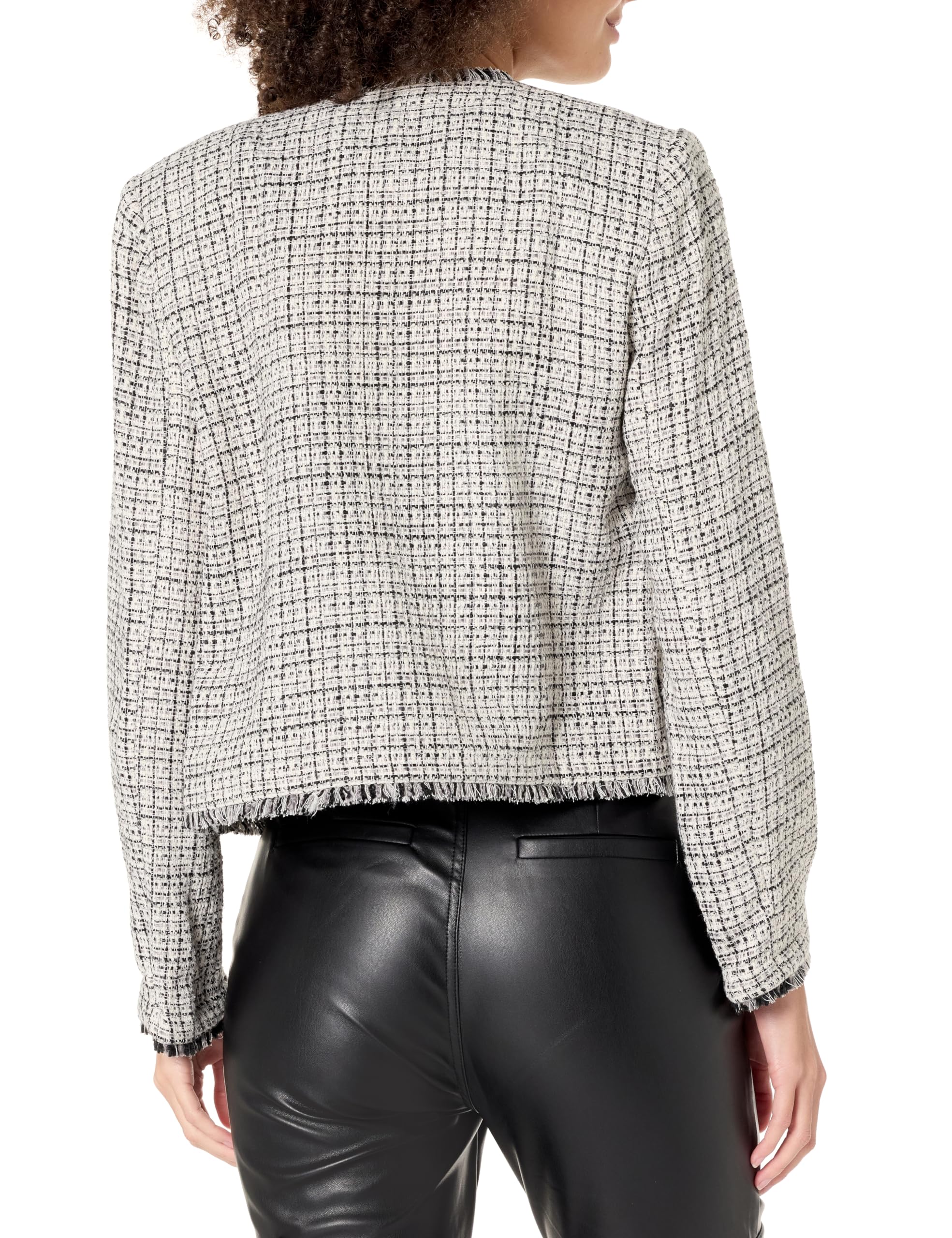 Calvin Klein Women's Fringe Shoulder Pad Blazer Jacket for Office Wear & Business Casual Outfits | Professional Work Attire & Stylish Evening Looks