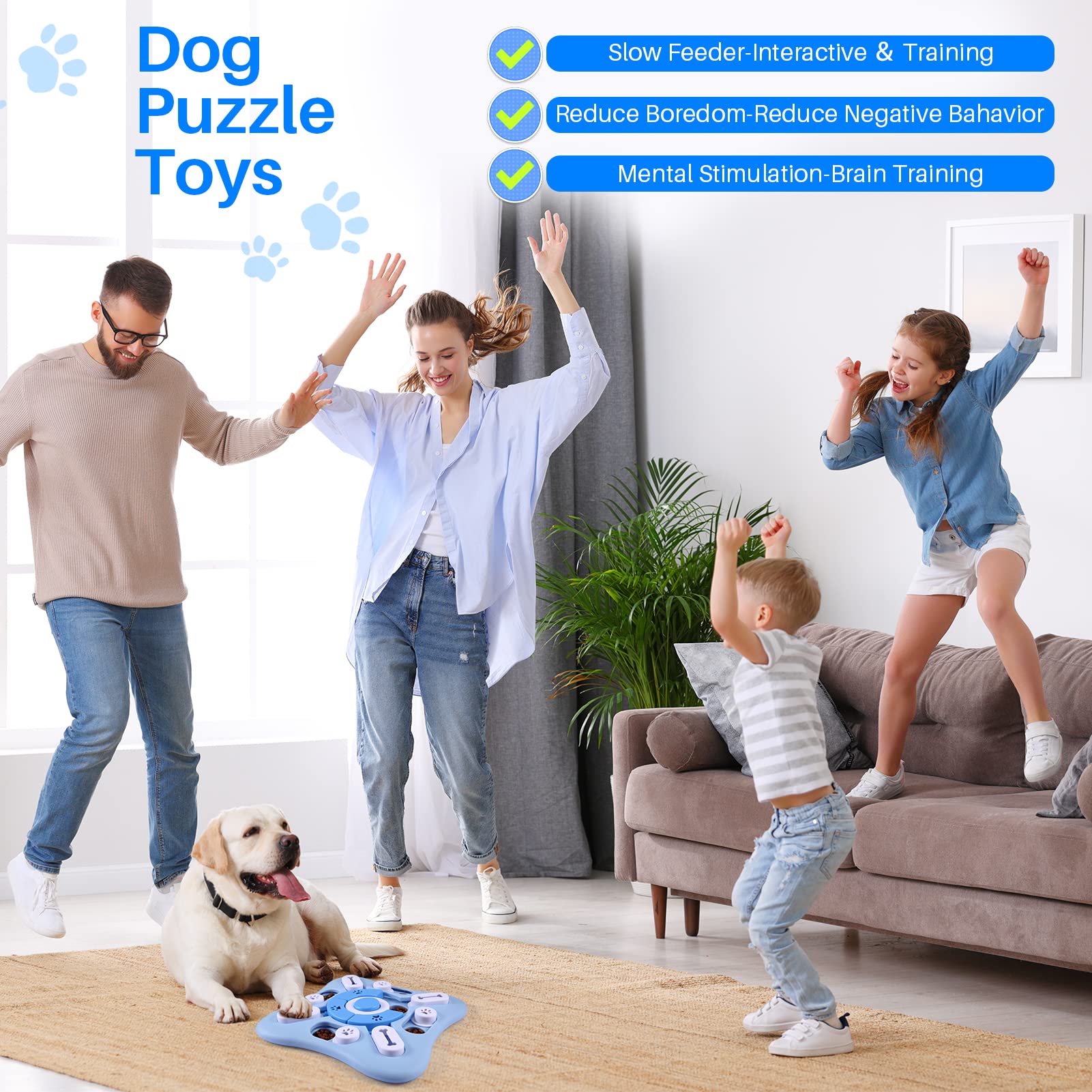 Interactive Dog Puzzle Toys for Large, Medium & Small Dogs - Mental Stimulation & Training Enrichment Toys with Squeaker - Treat Dispensing Chew Toys for Smart Dogs, Puppies & Cats - Perfect for Boredom Relief & Indoor Playtime