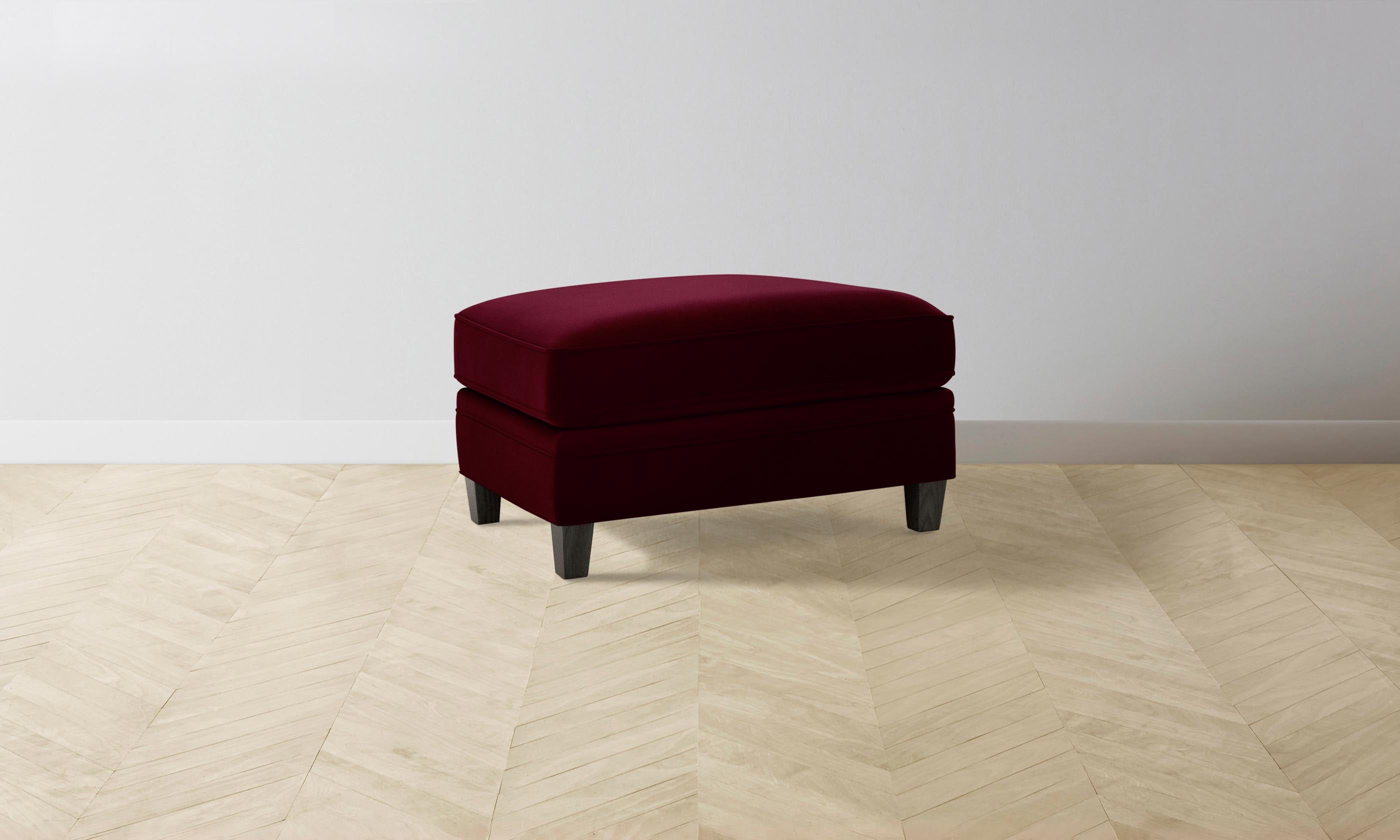Luxury Carmine Ottoman with Soft Mohair Upholstery in Rich Crimson - Perfect for Living Room, Bedroom, or Office Decor