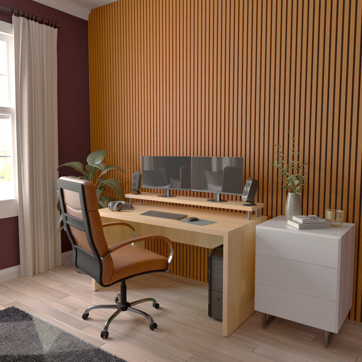 Acoustic Slat Wood Wall Panel - Natural Wood Soundproofing Panels for Home & Office - Traditional Slat Design for Modern & Rustic Interiors - Perfect for Living Rooms, Bedrooms, and Conference Rooms