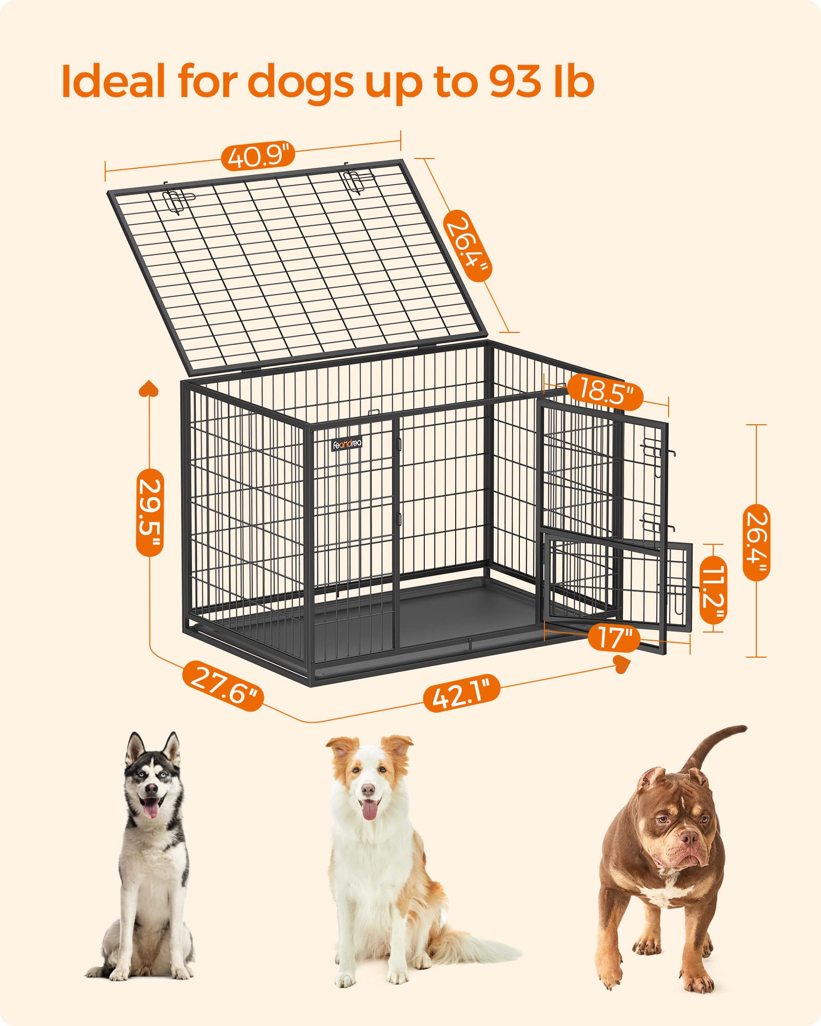 Feandrea Heavy-Duty Dog Crate - XL 42.1
