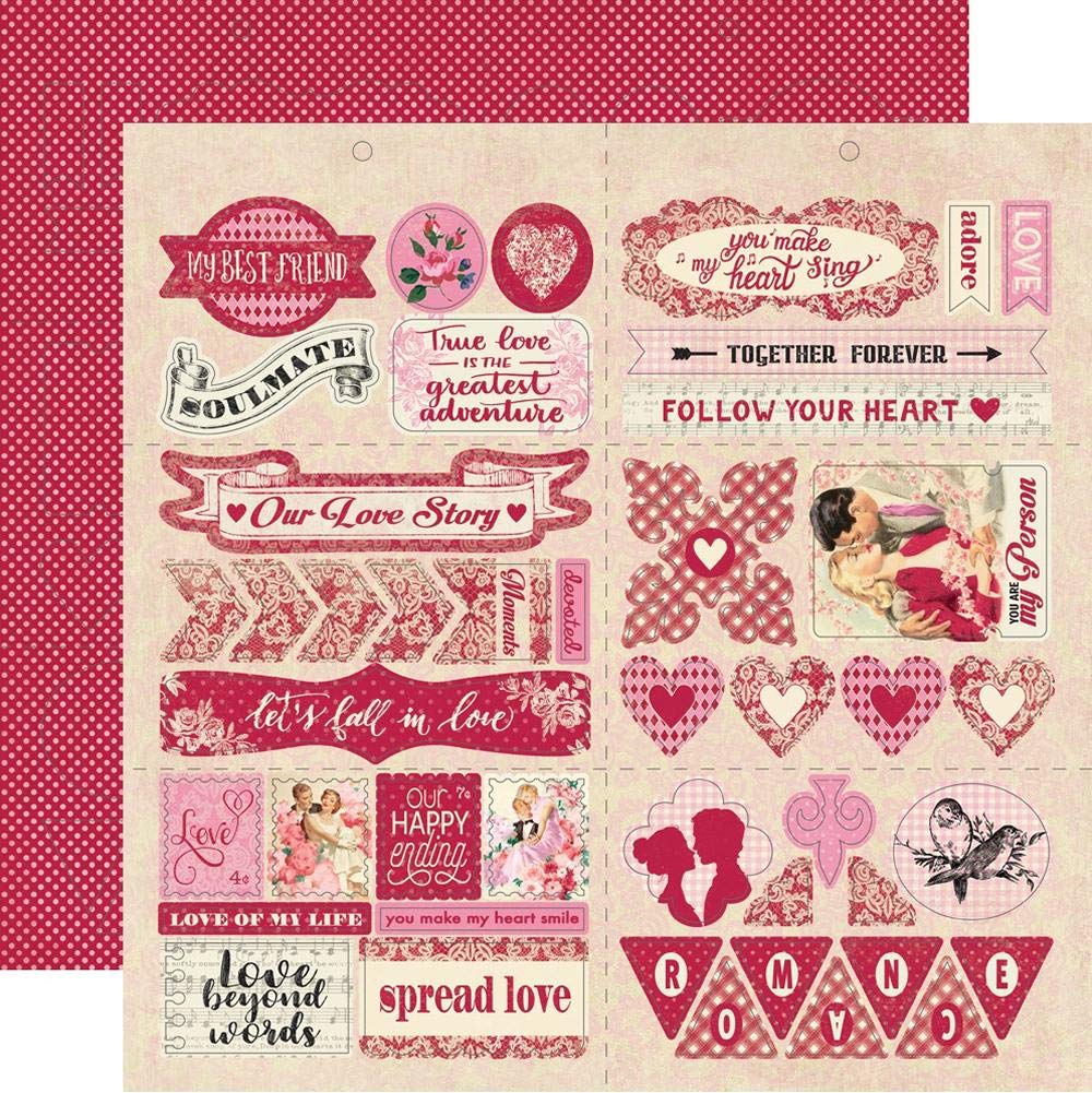 Romantic Double-Sided Scrapbook Cardstock Paper - 12