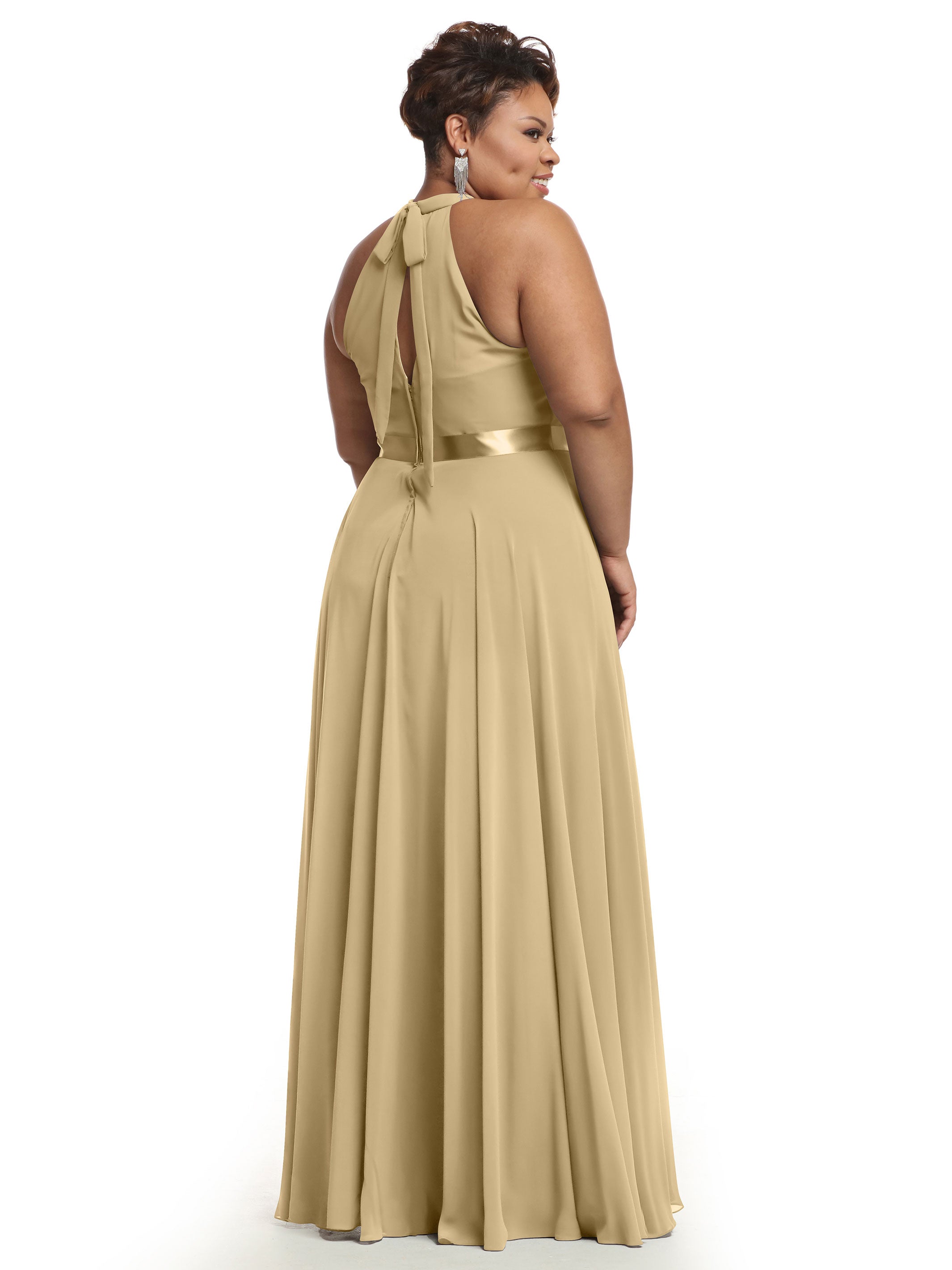 Elegant A-Line Chiffon Bridesmaid Dress with Halter Neckline - Perfect for Weddings, Formal Events & Special Occasions