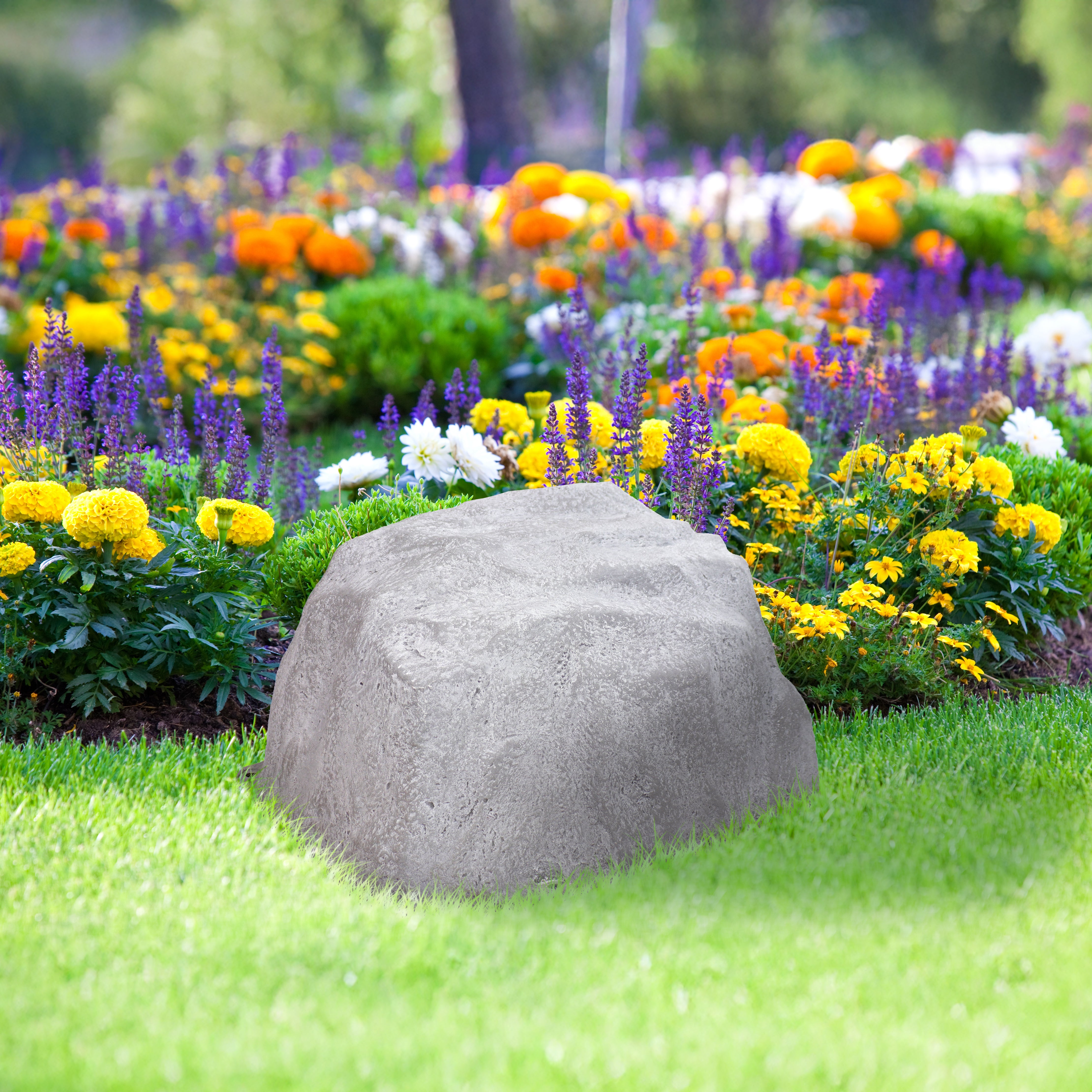 Sunnydaze Low Profile Artificial Landscape Rock Cover with Stakes - Decorative Yard & Garden Camouflage for Utility Boxes, Pipes & Unsightly Objects