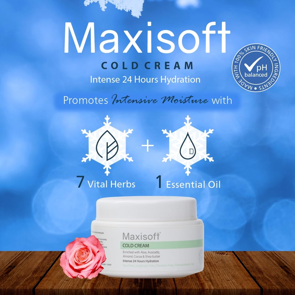 Maxisoft Vitamin E Cold Cream for Glowing & Moisturized Skin - Sulfate & Paraben Free, All Skin Types - 50g (Pack of 2) | Daily Skincare, Night Cream, Winter Moisturizer, Dry Skin Relief