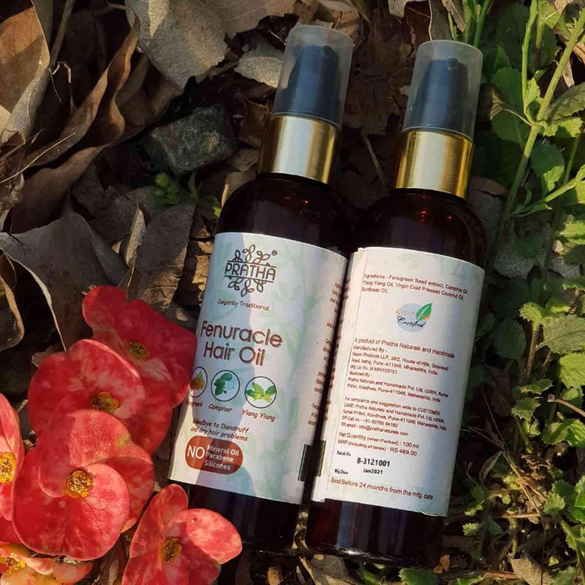 PRATHA Fenuracle Hair Oil with Fenugreek, Camphor & Ylang-Ylang | Natural Hair Growth Treatment for Thicker, Stronger Hair | Perfect for Daily Scalp Massage & Damaged Hair Repair