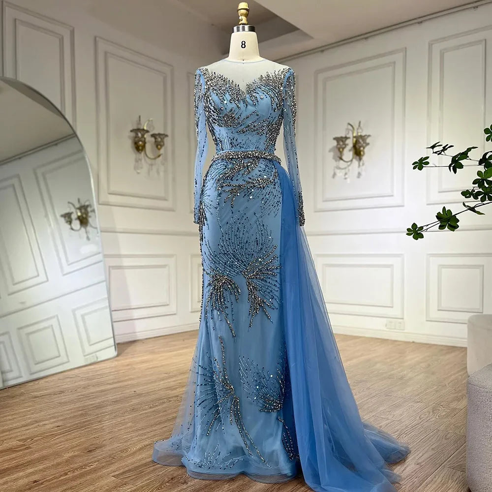 Elegant Purple Mermaid Evening Gown with Beaded Skirt & Lace-Up Detail - Women's Formal Dress for Wedding, Prom, Party & Special Occasions | LA72376
