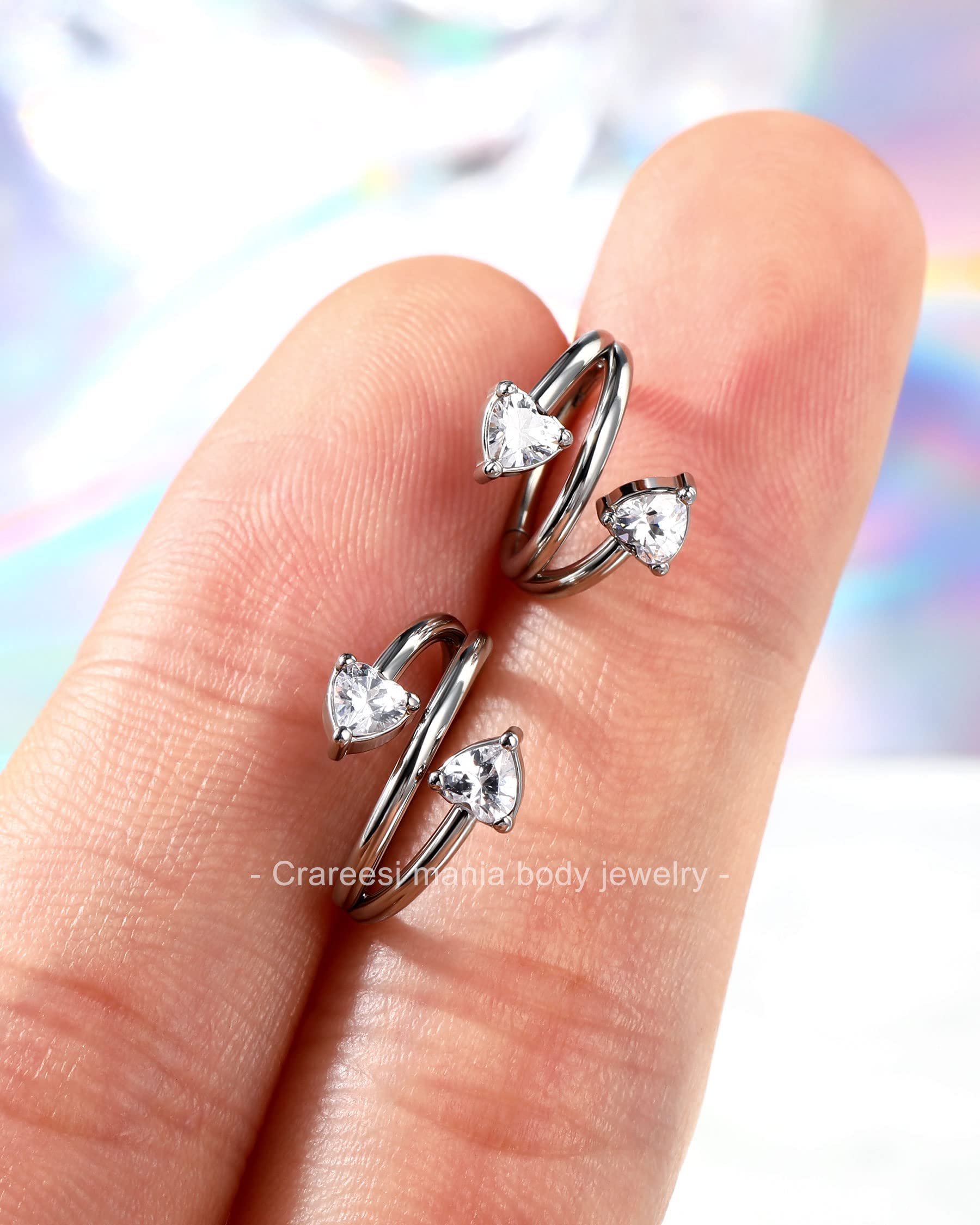 316L Surgical Steel Cartilage Earrings - CM Crareesi Mania Star Helix Hoop Jewelry for Women | 16Gauge Double Helix Piercing Earrings | Perfect for Everyday Wear, Parties & Special Occasions