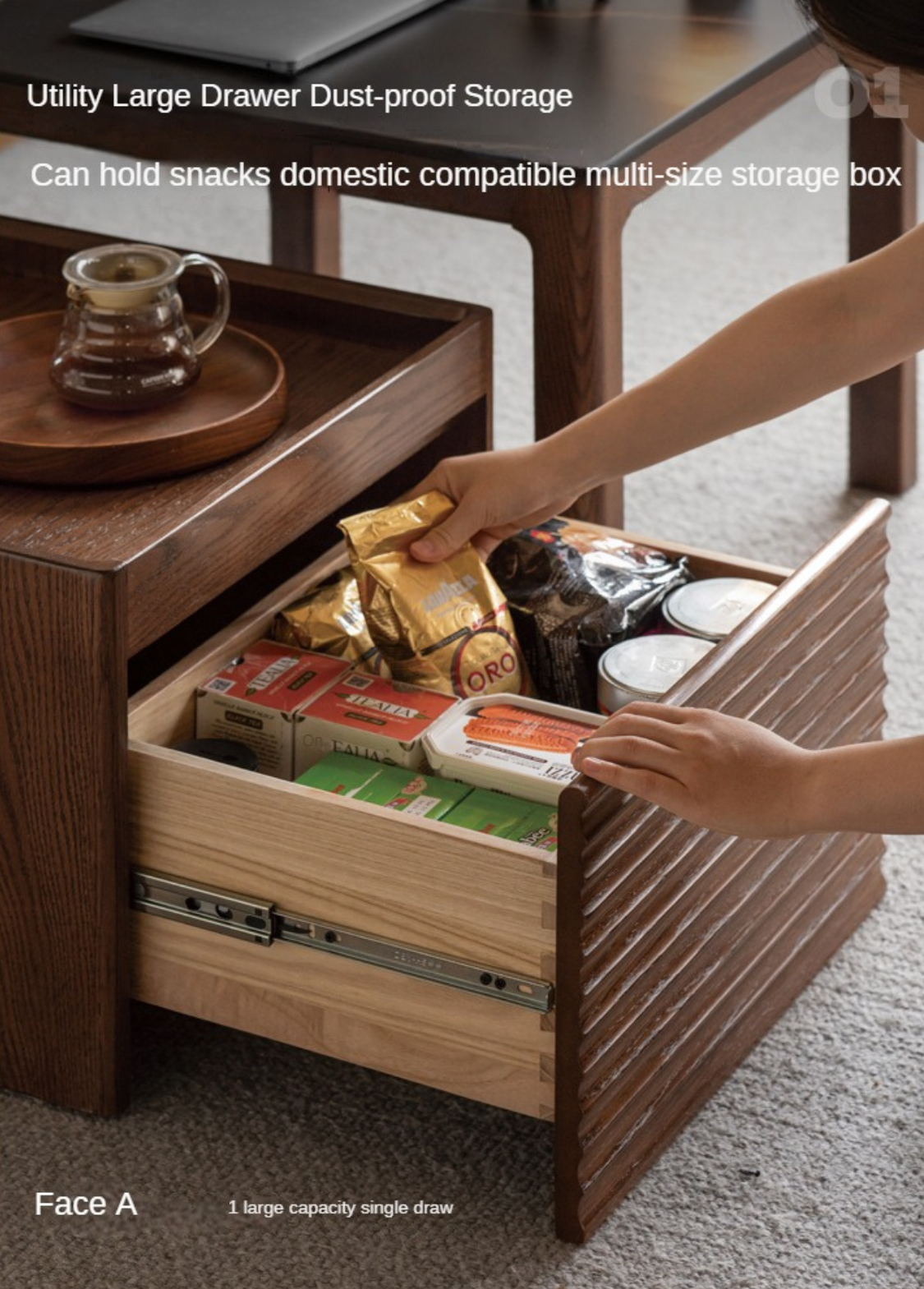Solid Oak and Black Walnut Wood Rocking Coffee Table - Rustic Movable Side Table for Living Room, Patio, or Outdoor Use