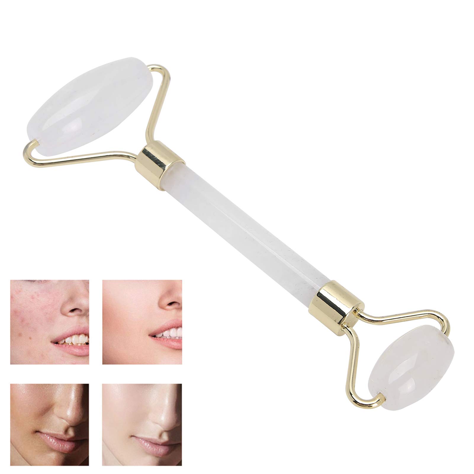 Natural Jade Facial Roller & Massager - Skin Care Tool for Face, Neck, Back & Body - Deep Cleansing & Anti-Aging Benefits - White Crystal Stone (Perfect for Home Spa, Relaxation & Skincare Routine)