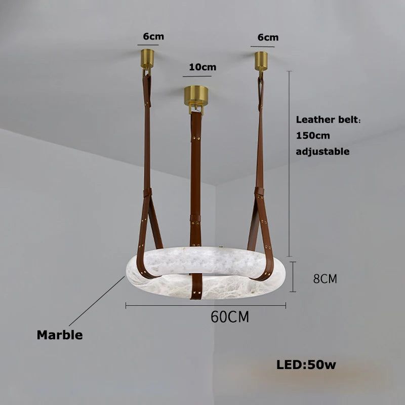 Spanish Marble Ring Chandelier - Elegant Crystal Lustre Lighting Fixture for Dining Room, Living Room, and Bedroom Decor