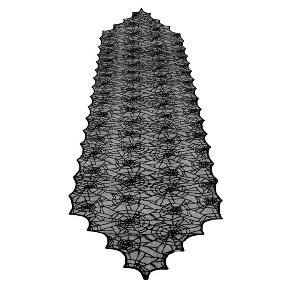 Spooky Halloween Table Runner - Black Lace Spider Web Tablecloth for Halloween Party Decor, Horror Theme Dining Table Cover | Perfect for Halloween Dinner, Horror Party & Haunted House Decorations