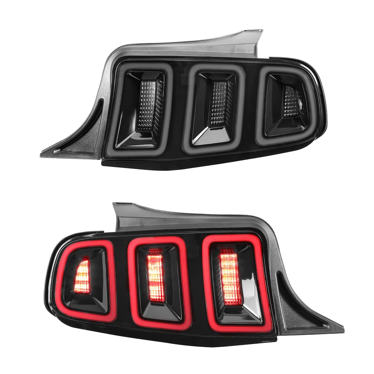 Winjet Full LED Tail Lights Assembly for 2010-2014 Ford Mustang - Sequential Turn Signals, DRL & Reverse Lights (Black Housing Smoke Lens) | Upgrade Your Mustang's Style & Safety for Night Driving & Car Shows