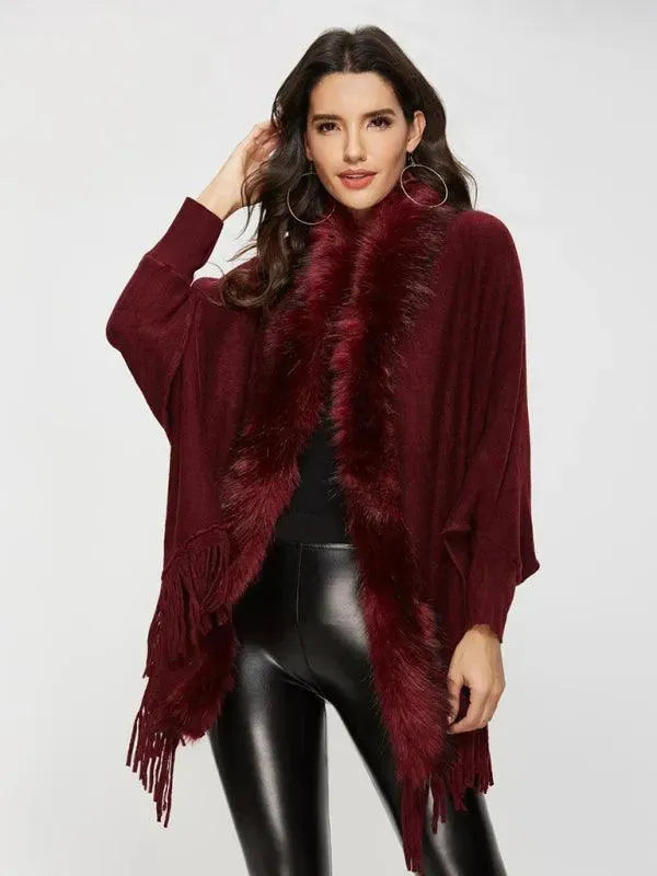 Women's Warm Wool Coat with Fur Collar - Winter Fashion Outerwear for Casual & Dressy Occasions