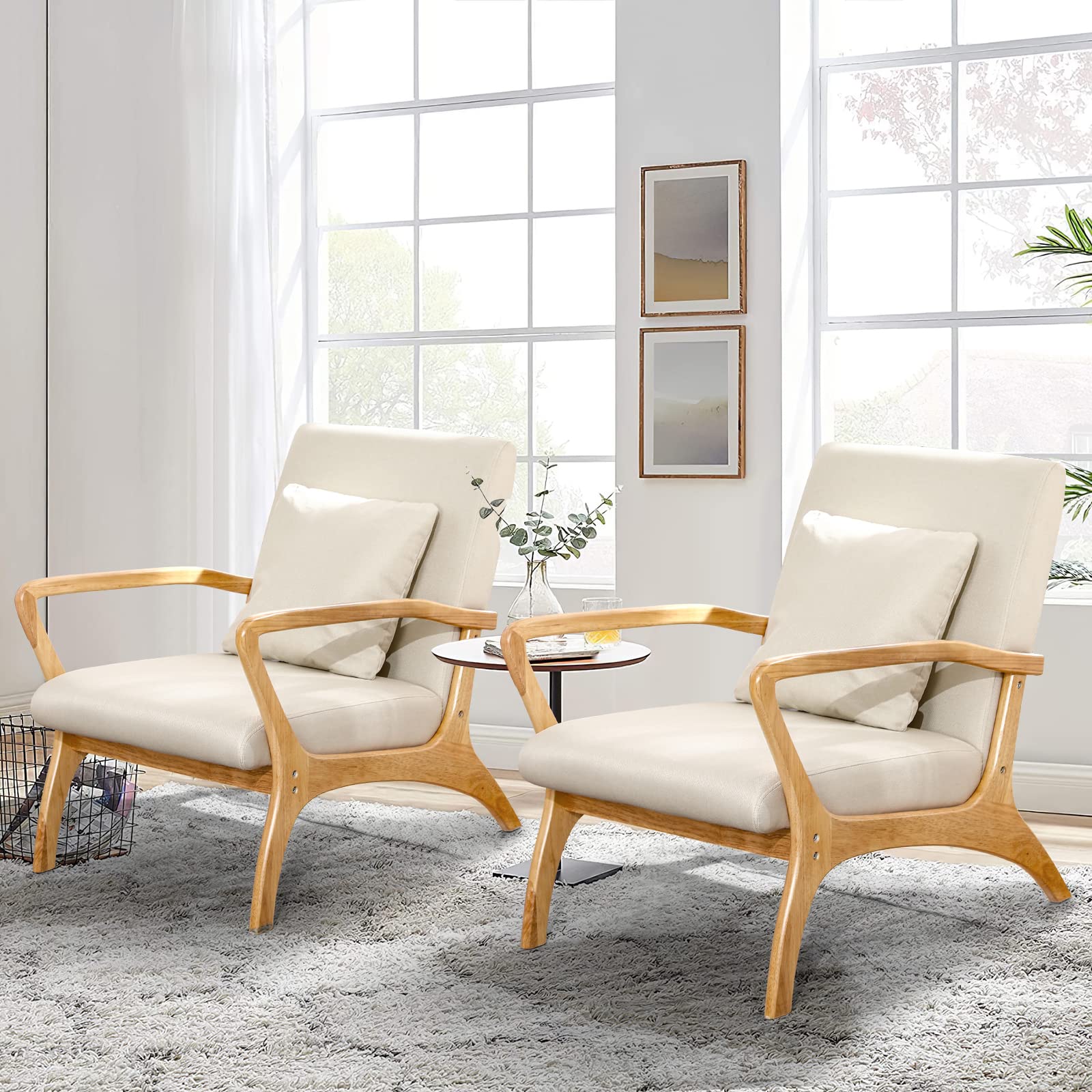 Mid-Century Modern Accent Chair with Cushion - 28.3