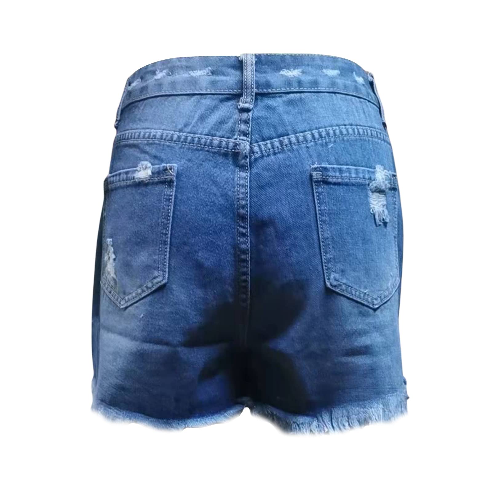 4th of July Women's Low-Rise American Flag Print Distressed Denim Shorts - Casual Ripped Raw Hem Jean Shorts for Summer BBQ, Beach Parties & Patriotic Celebrations