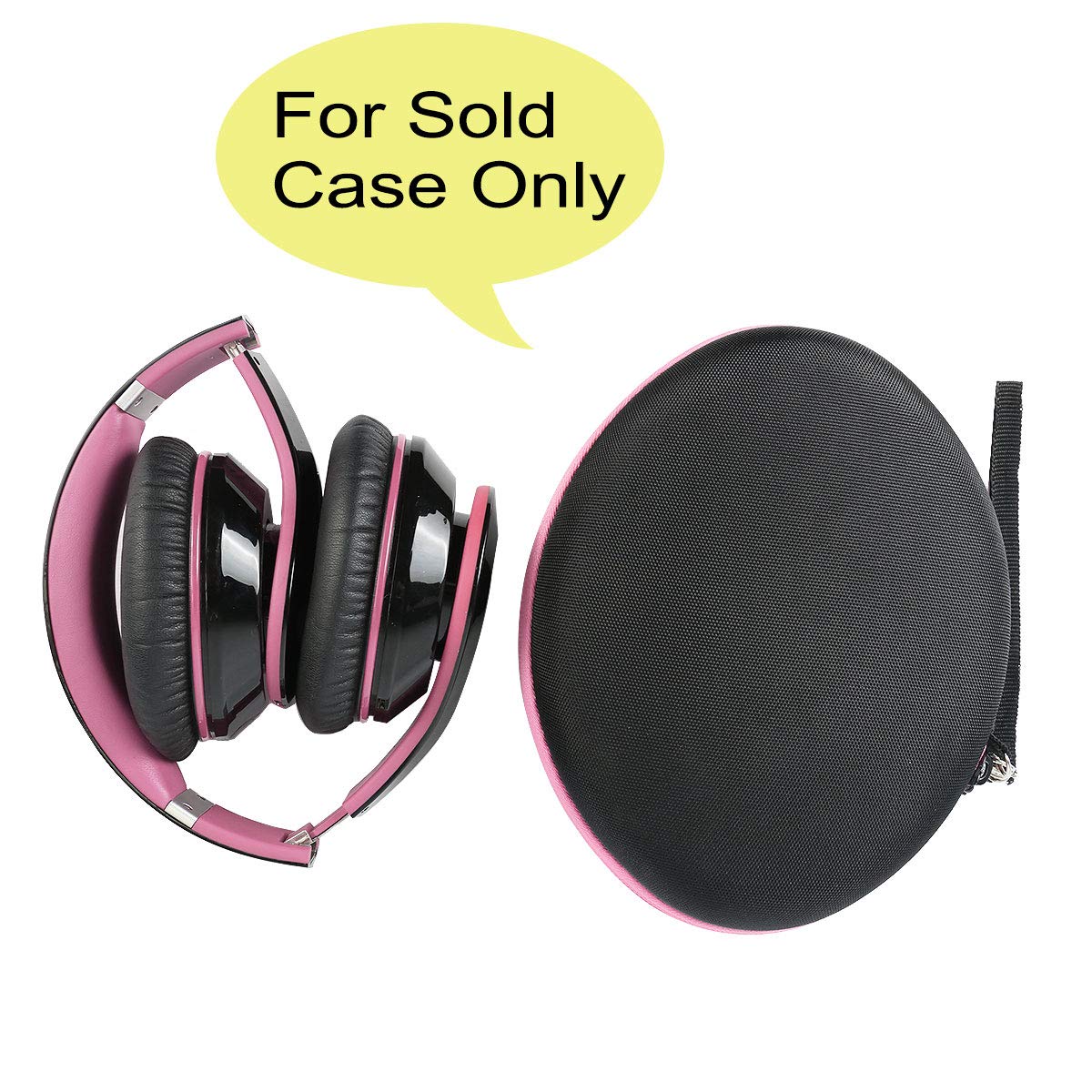 Premium Hard Travel Case for Wireless Bluetooth Over-Ear Headphones - Matte Finish, Rechargeable, Foldable Design (Black Case with Pink Zipper) - Perfect for Travel, Commuting & Headphone Protection