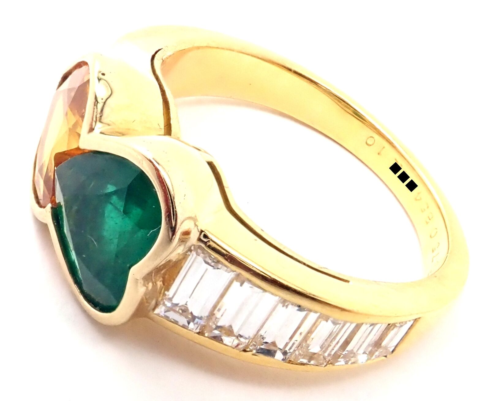 Authentic Van Cleef & Arpels 18k Gold Diamond Emerald Yellow Sapphire Ring - Luxury Jewelry for Women, Perfect for Weddings, Anniversaries & Special Occasions