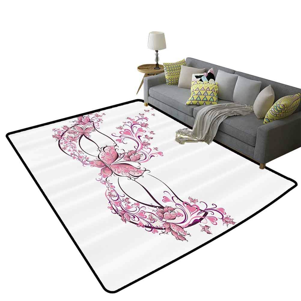 Venetian Masquerade Decorations Non-Slip Rug - 5'x7' (150x210cm) Pink, Purple & White Carnival Mask Design for Home Decor, Party & Costume Accessories - Perfect for Mardi Gras, Halloween & Themed Events