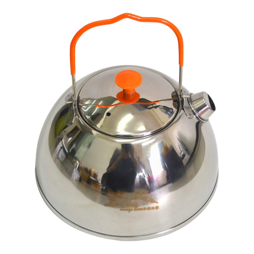 YCDJCS 1.1L Stainless Steel Camping Kettle with Folding Handle - Portable Hot Water Pot for Coffee, Tea & Outdoor Cooking | Perfect for Hiking, Backpacking, Camping & Picnic (Silver, 15.7x9.8cm) | Compact Design for RV, Tailgating & Emergency Preparedness