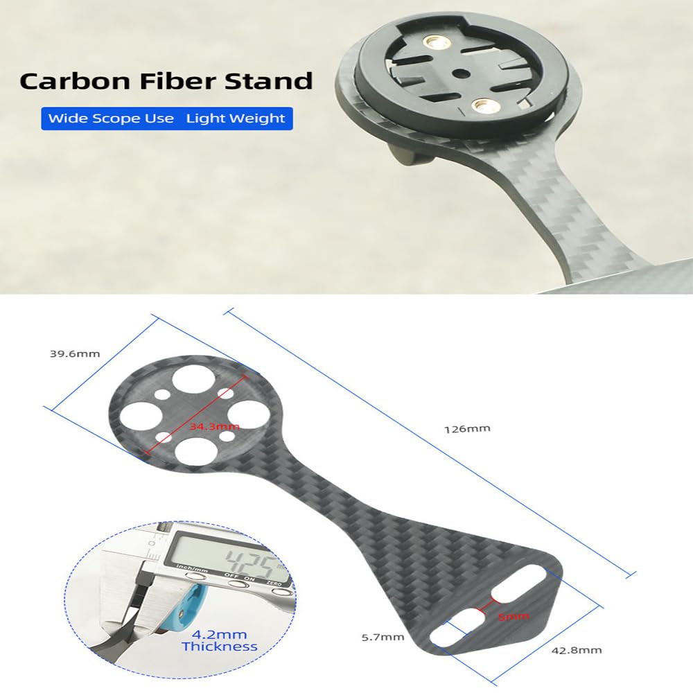 JOYSOG Carbon Fiber Bike Computer Mount - Out Front Extended GPS Holder for Garmin & Bryton | Secure Cycling GPS Mount for Road & Mountain Bikes