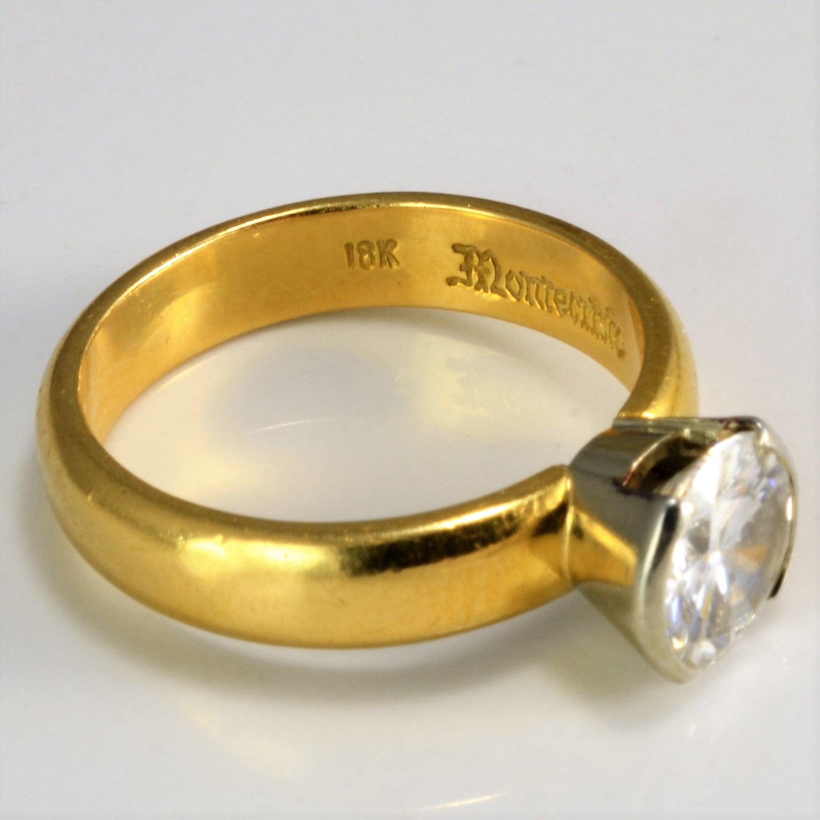 Montecristo Semi Bezel Solitaire Diamond Ring - 1.22 Carat Round Cut Diamond Engagement Ring, Size 5.75, 14K White Gold, Perfect for Proposals, Anniversaries & Special Occasions