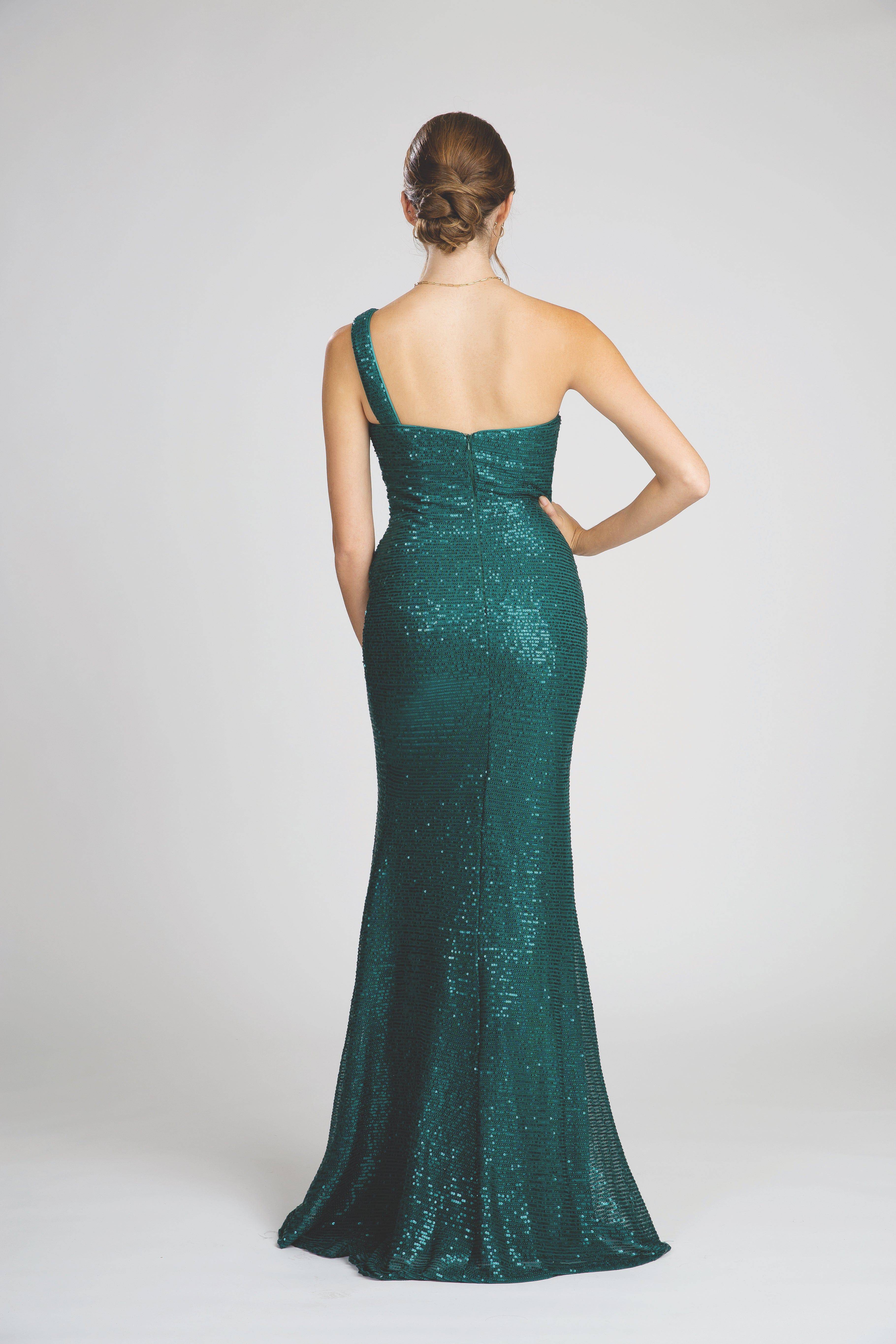 Fiesta 53160 Shimmering One Shoulder Slit Leg Party Dress for Women | 2 Colors | Perfect for Evening Gala, Cocktail Party & Special Occasions