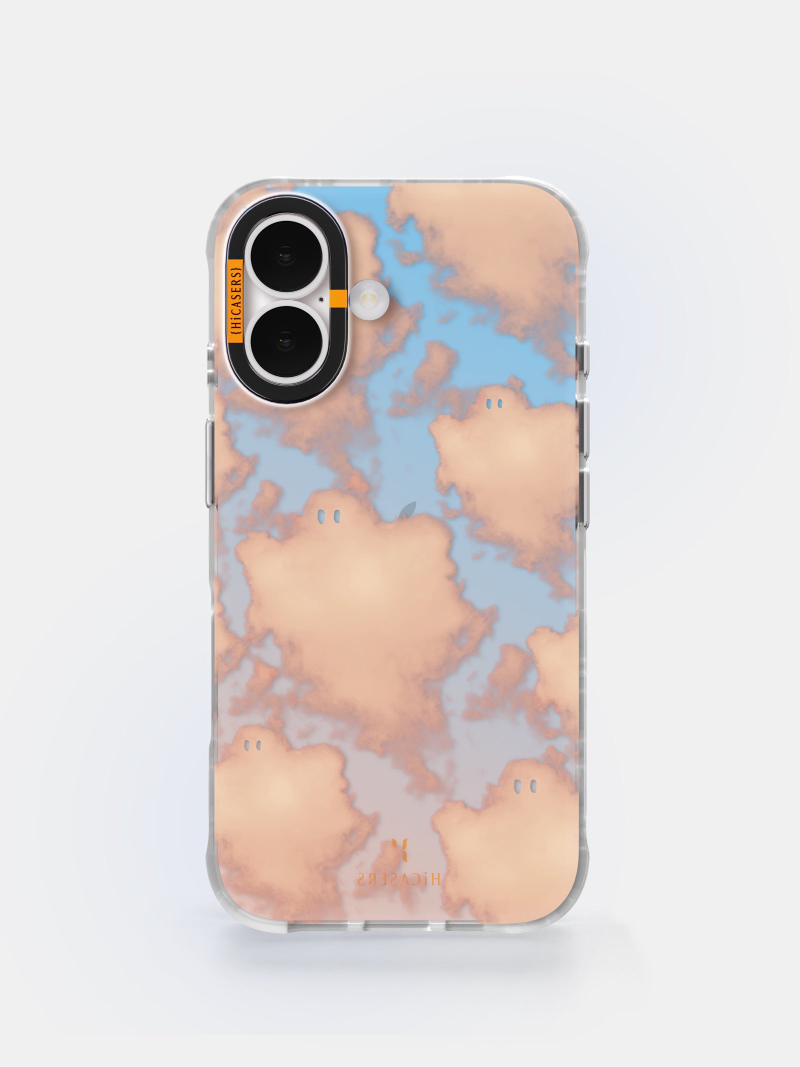 Iridescent Hot Pink Cloudy Ghosts Pattern Phone Case - Trendy Protective Cover for iPhone & Samsung, Perfect for Halloween & Spooky Themes