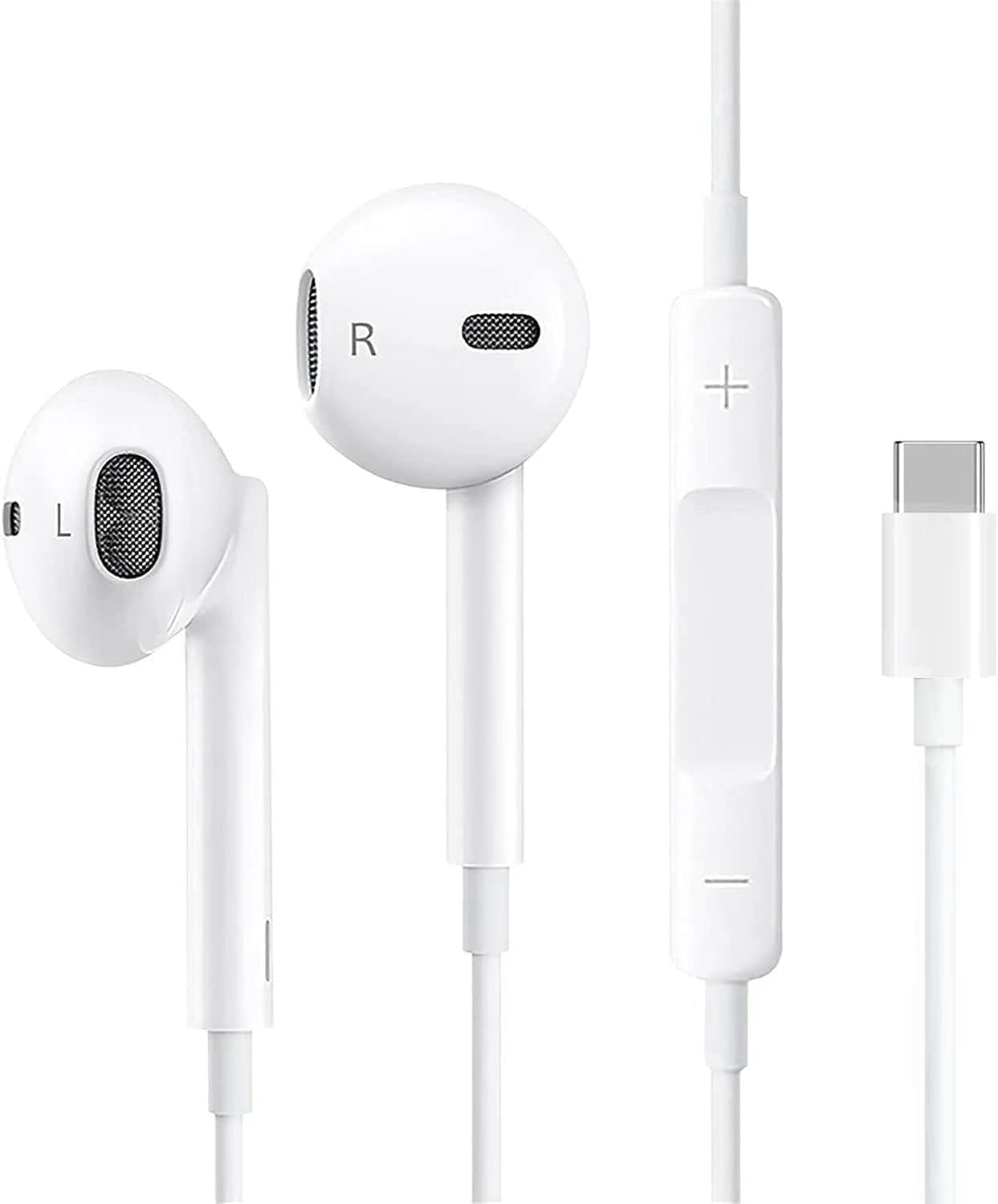 iPhone 16 Pro Max USB-C Wired Headphones with Mic & Volume Control - Noise Cancelling Stereo Earbuds Compatible with iPhone 15/15 Pro/15 Plus/16 Pro Max - Perfect for Gaming, Music & Calls