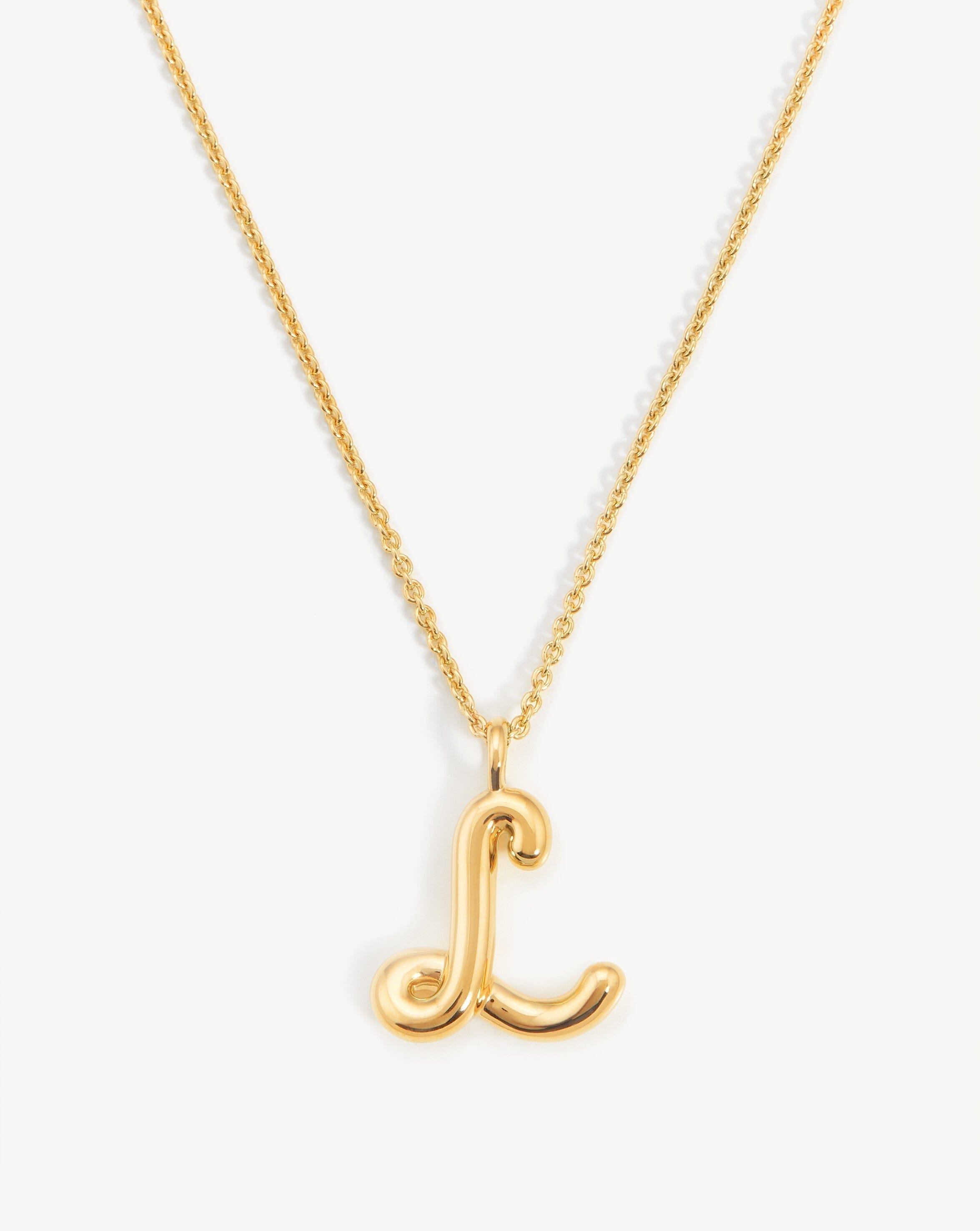 Personalized Curly Molten Initial Pendant Necklace - 18k Gold Vermeil Custom Name Letter Jewelry for Women | Elegant Gift for Birthday, Anniversary & Valentine's Day