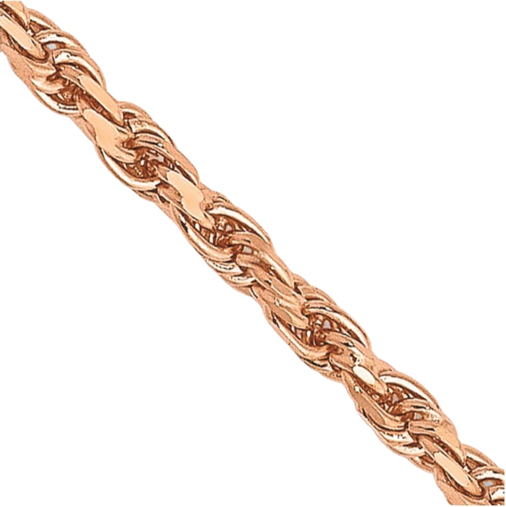 14K Solid Rose Gold Rope Chain Necklace - Diamond Cut Design - 1mm, 1.5mm, 1.8mm Width Options - Perfect for Layering, Gift Giving & Everyday Elegance