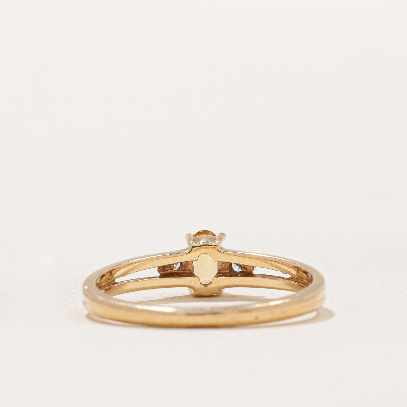 14K Yellow Gold Citrine & Diamond Ring | 0.18ct Natural Citrine & 0.05ctw Diamond | Size 6.5 | Elegant Birthstone Jewelry for Women, Perfect for Anniversary, Birthday & Special Occasion Gifts