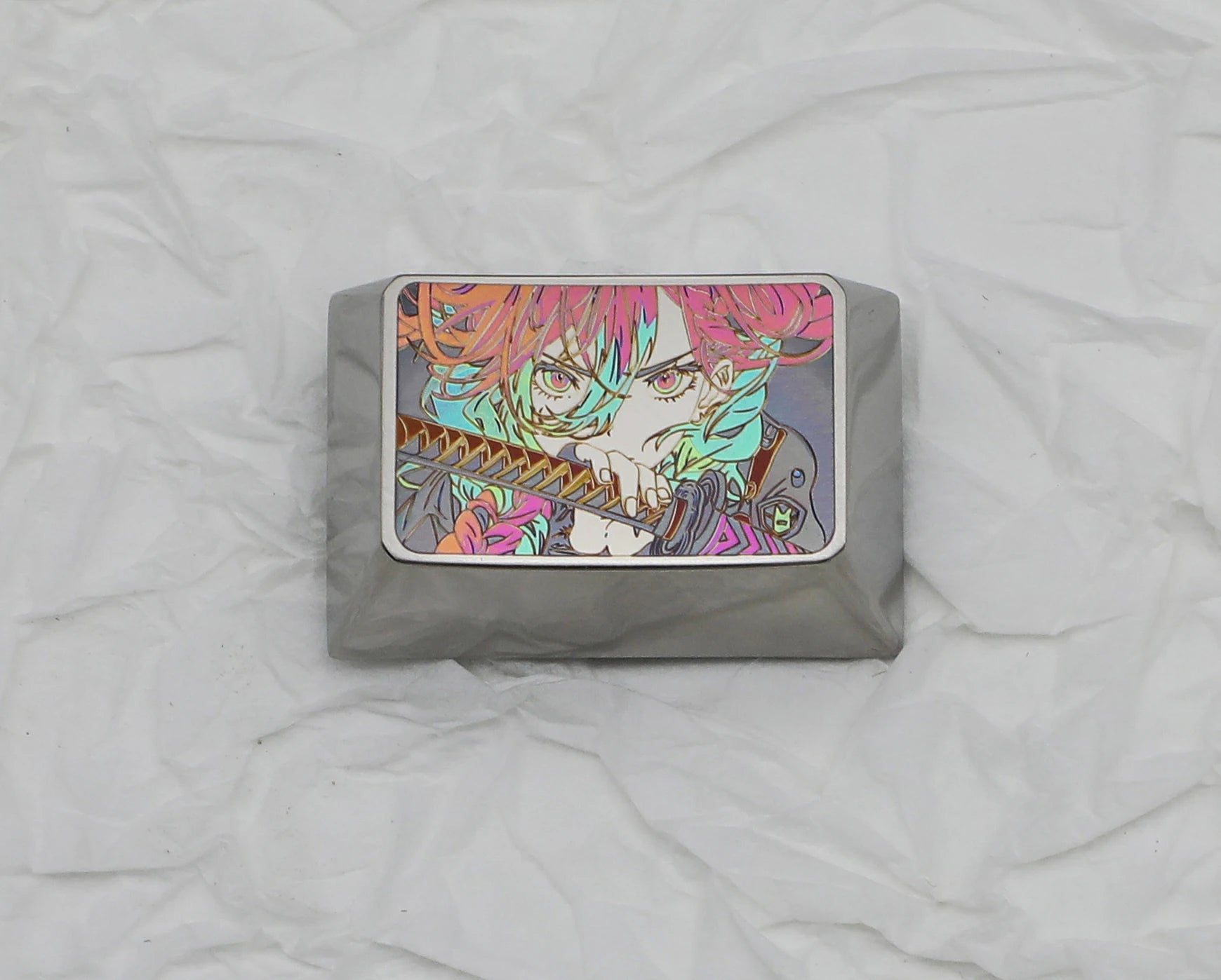 Demon Slayer Kanroji Mitsuri 1.5U Color Titanium Alloy Custom Keycap - Anime Gaming Mechanical Keyboard Accessory for PC, Mac, Typing Enthusiasts