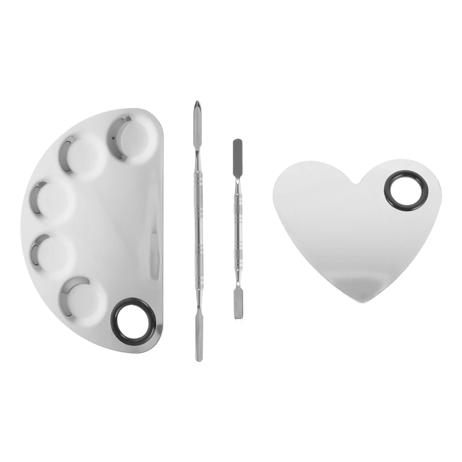 Beaupretty Makeup Palette Set - 4Pcs Stainless Steel Nail Art & Foundation Mixing Tools for Professional Makeup Artists