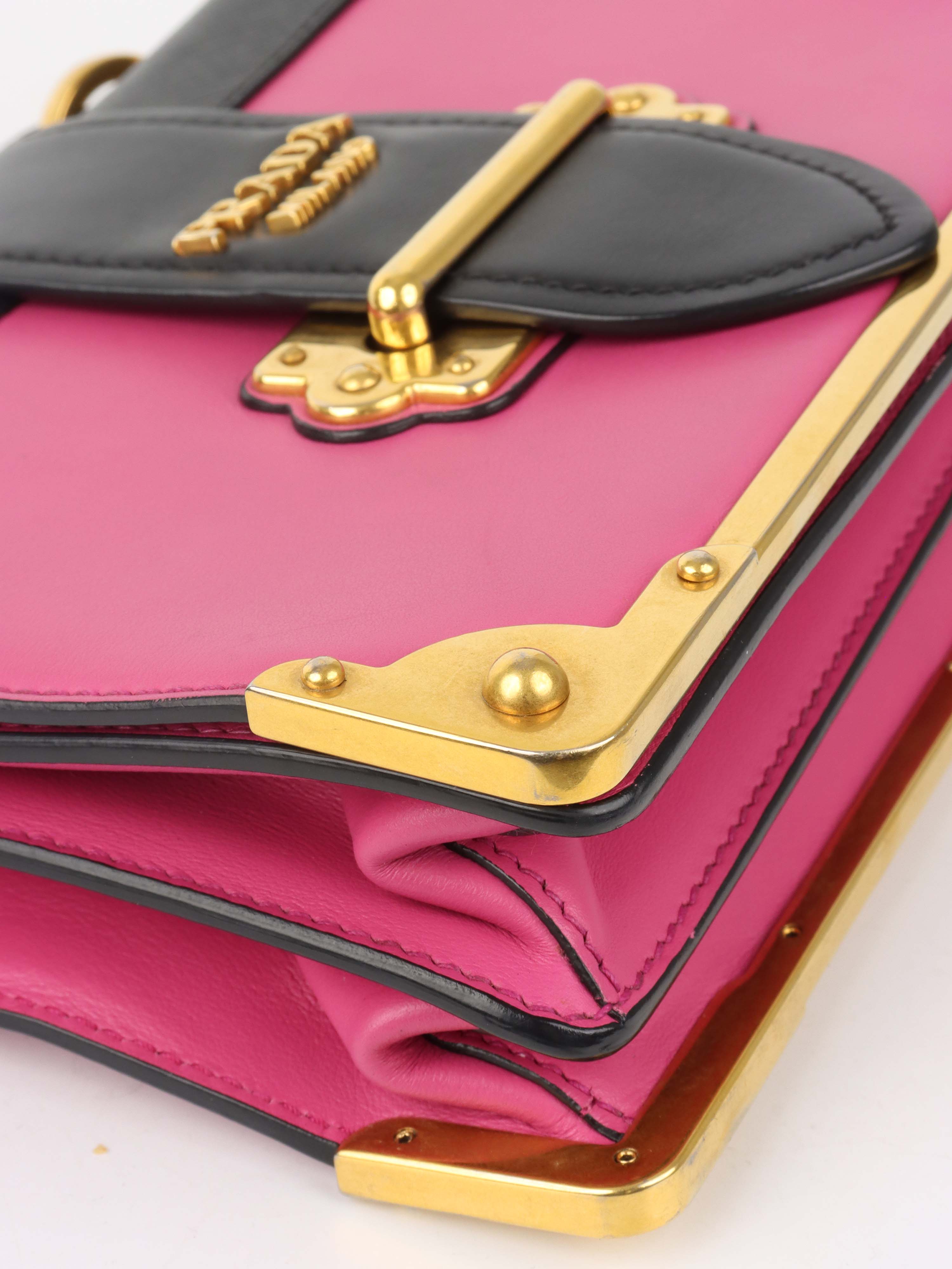 Prada Pink Cahier Leather Crossbody Bag for Women | Luxury Designer Handbag with Adjustable Strap | Perfect for Parties, Date Nights & Everyday Use